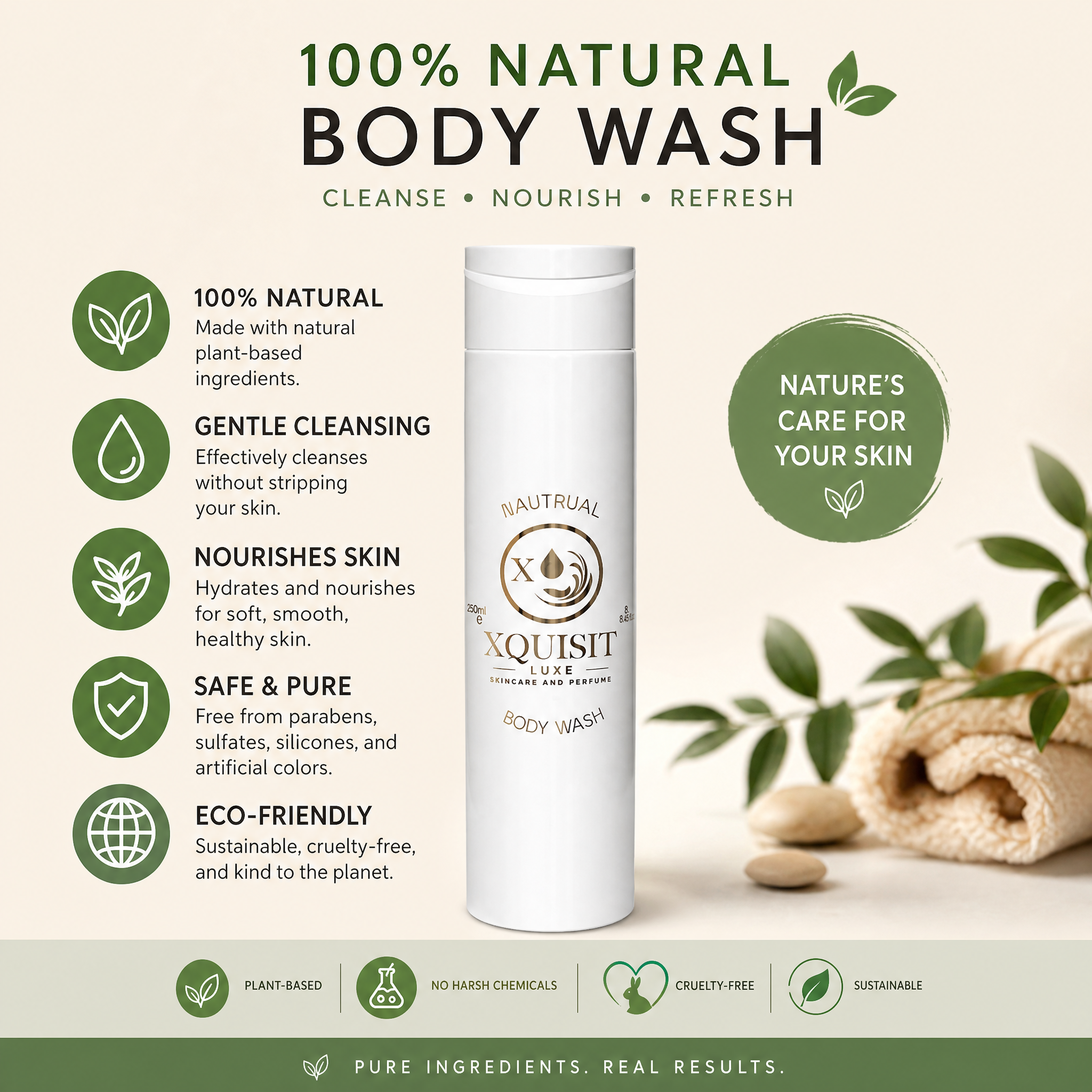 Gel douche naturel aux huiles 100 % naturelles pour une peau nourrie