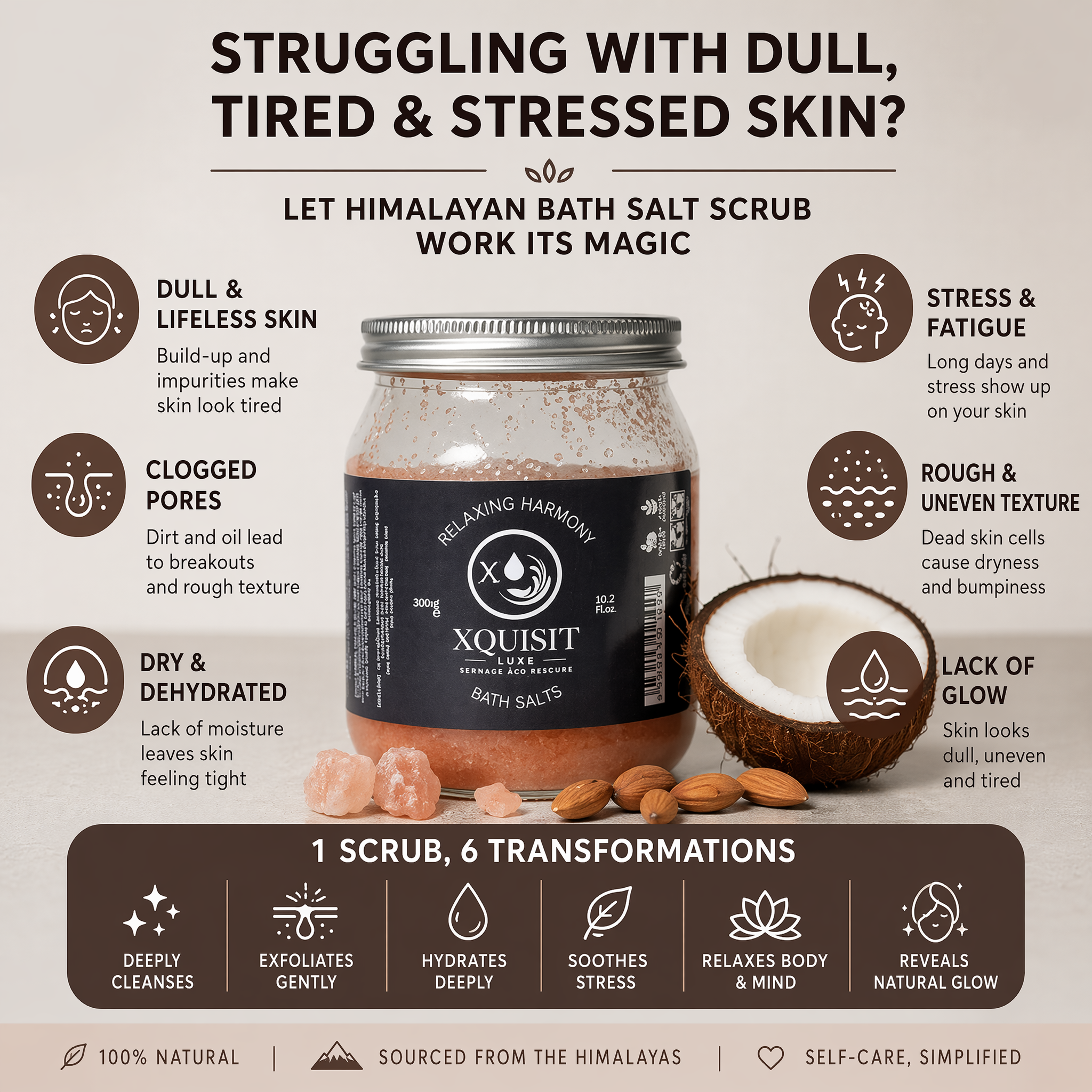 Himalayan Bath Salt Scrub — Relaxation & Skin Renewal - Xquisit Luxe skincare & Perfume