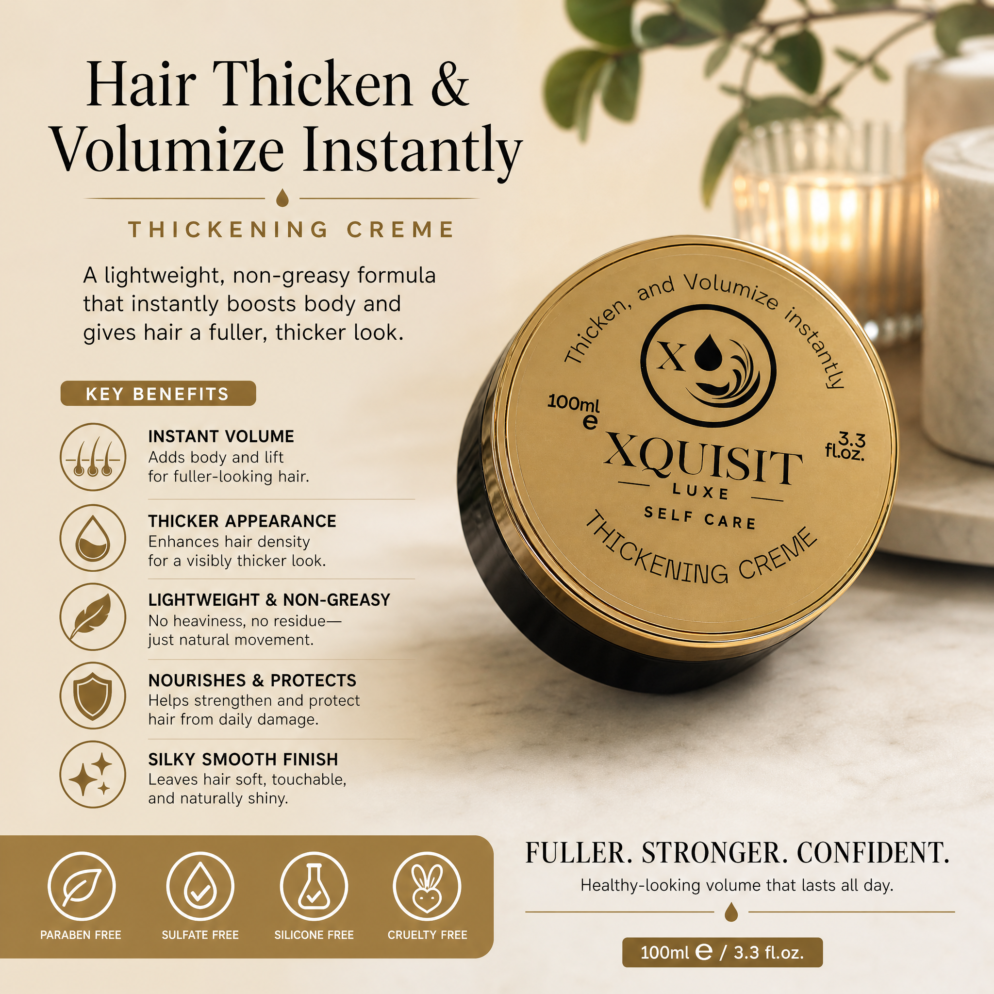 Crème Épaississante pour des Cheveux Plus Épais et Volumineux