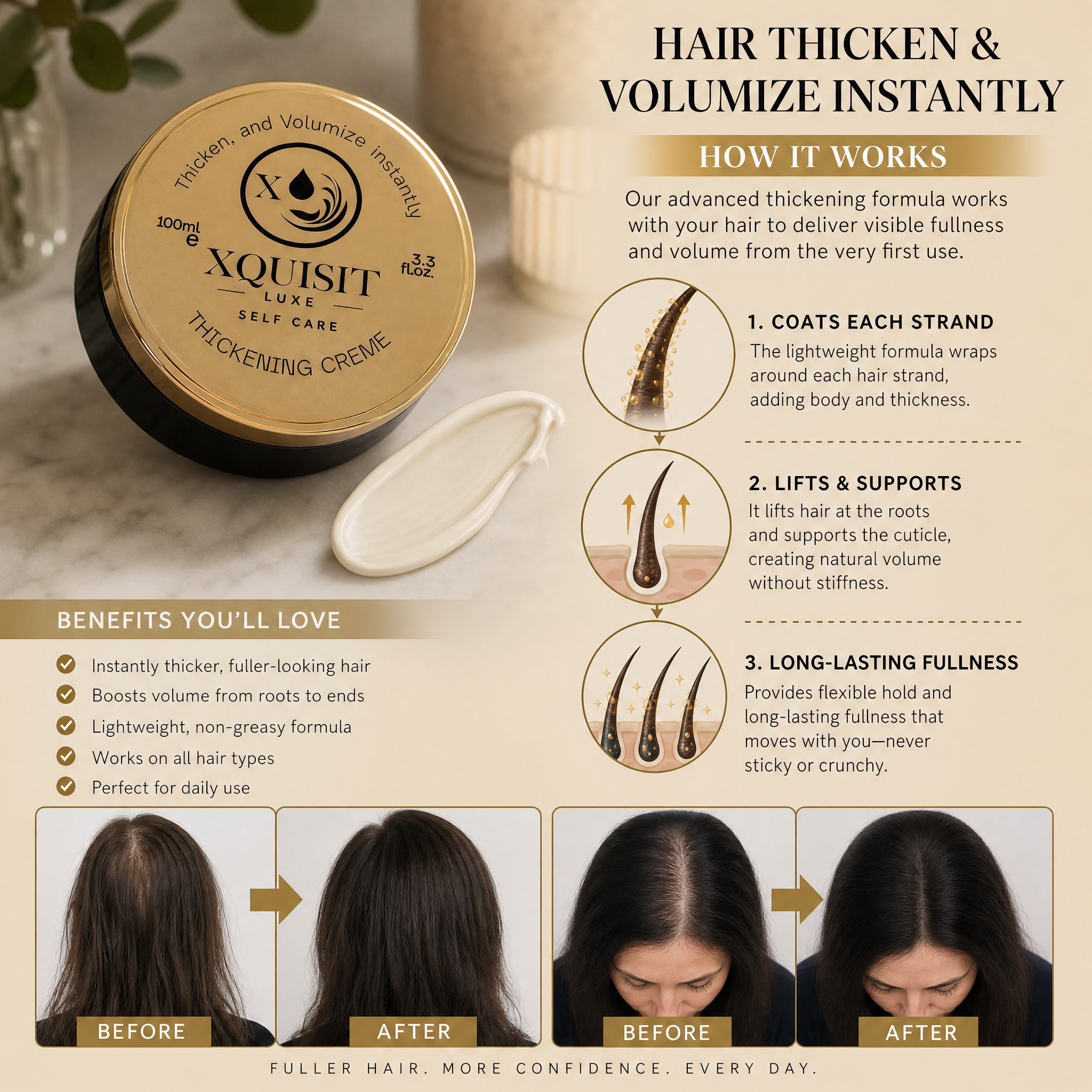 Hair Thickening Cream — Fuller, Voluminous Hair - Xquisit Luxe skincare & Perfume