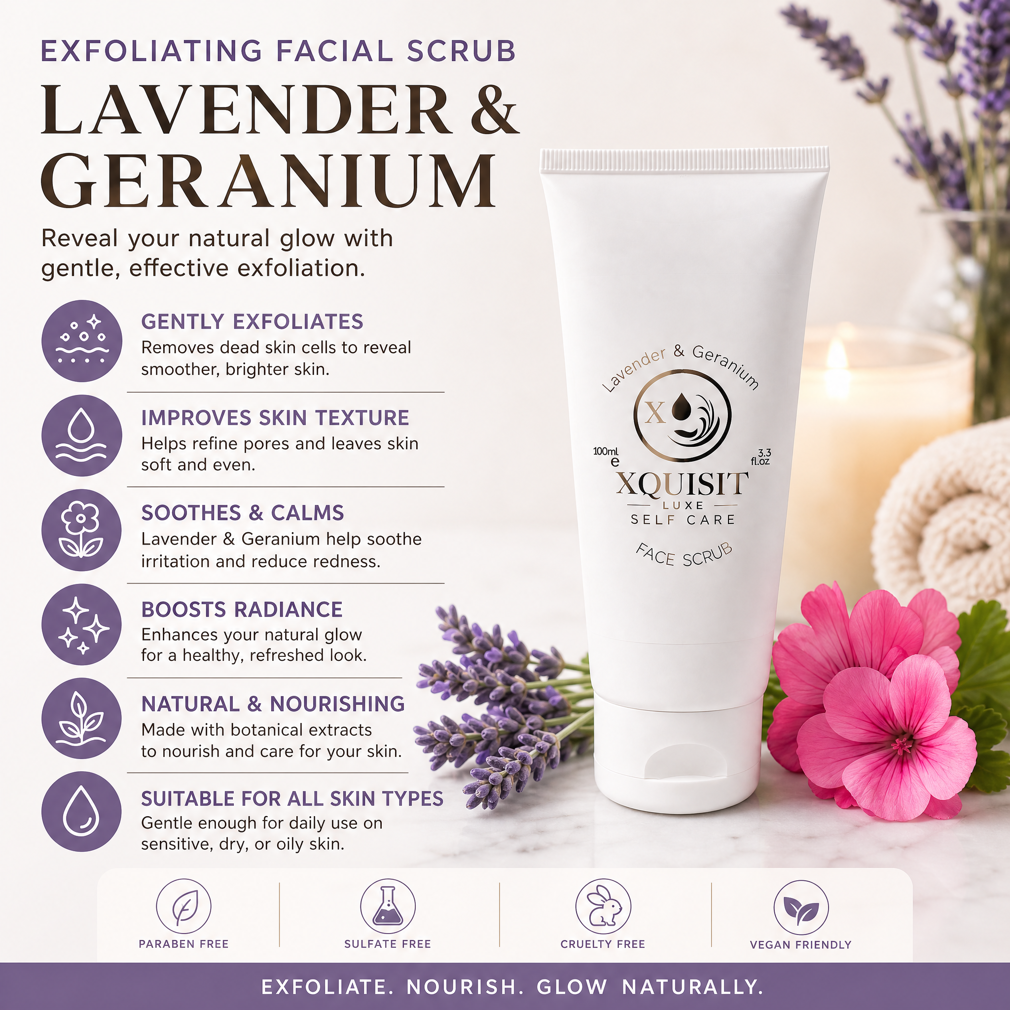 Exfoliating Scrub — Lavender & Geranium for Radiant Skin