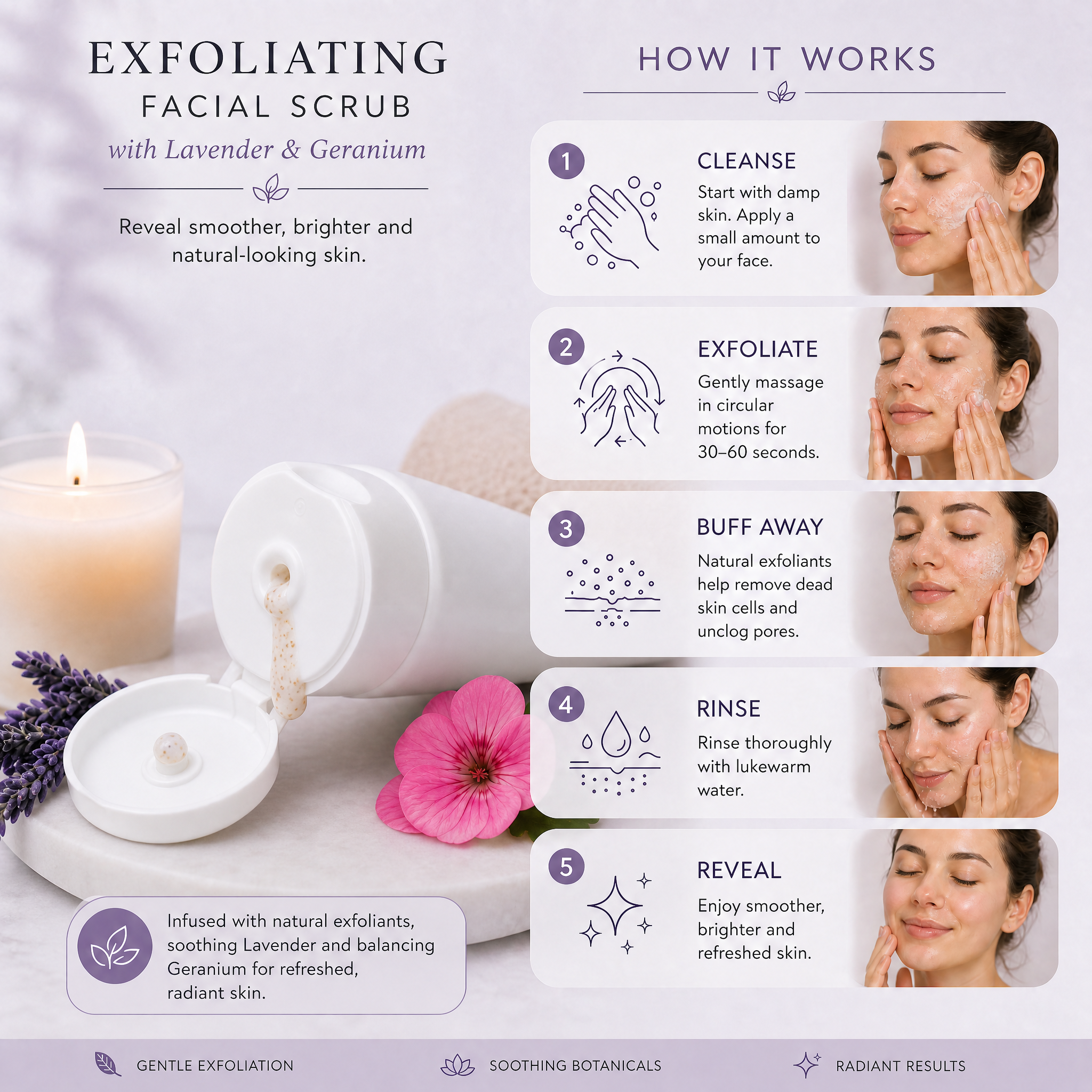 Exfoliating Scrub — Lavender & Geranium for Radiant Skin