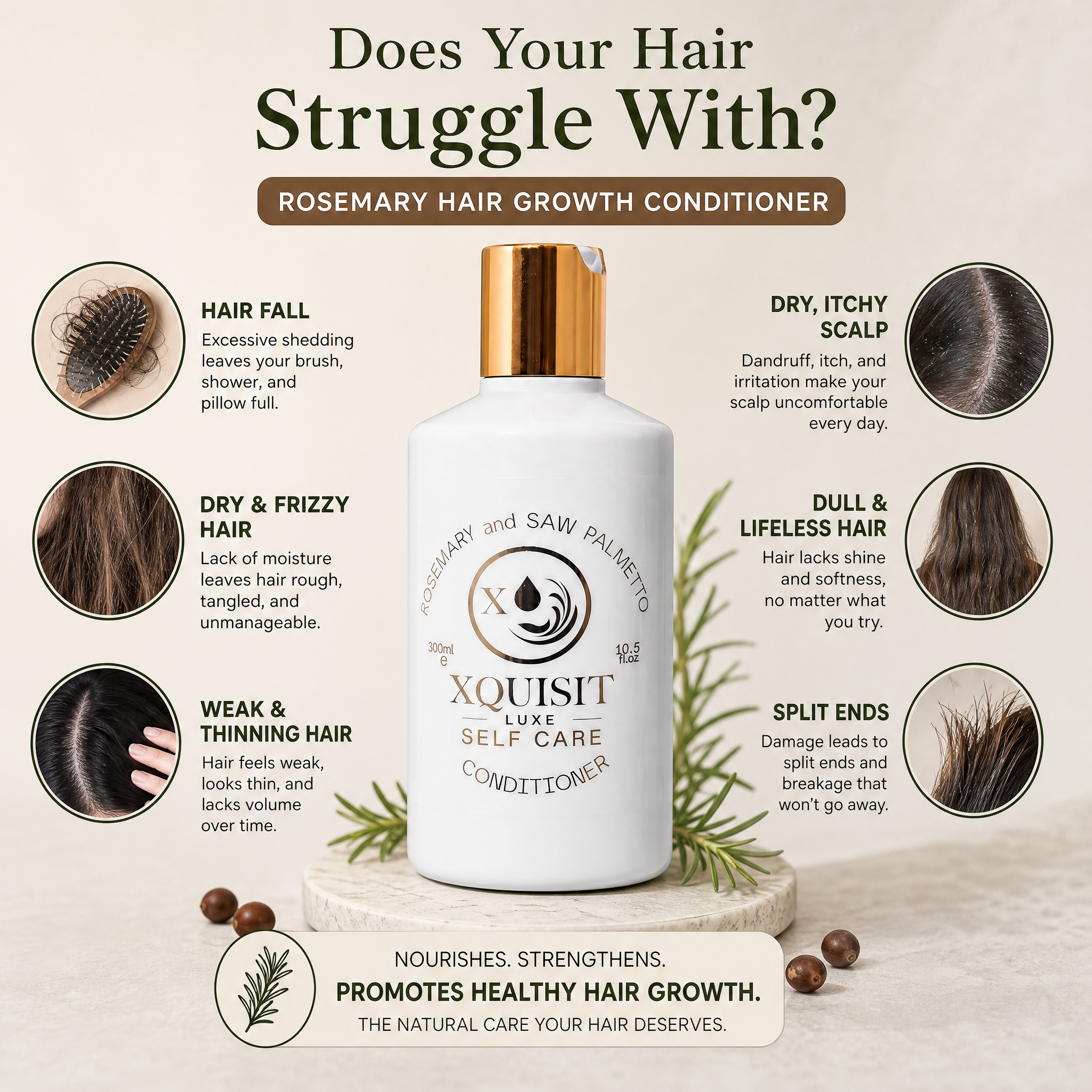 Après-shampoing à la formule de romarin pour une pousse de cheveux plus épaisse et plus saine