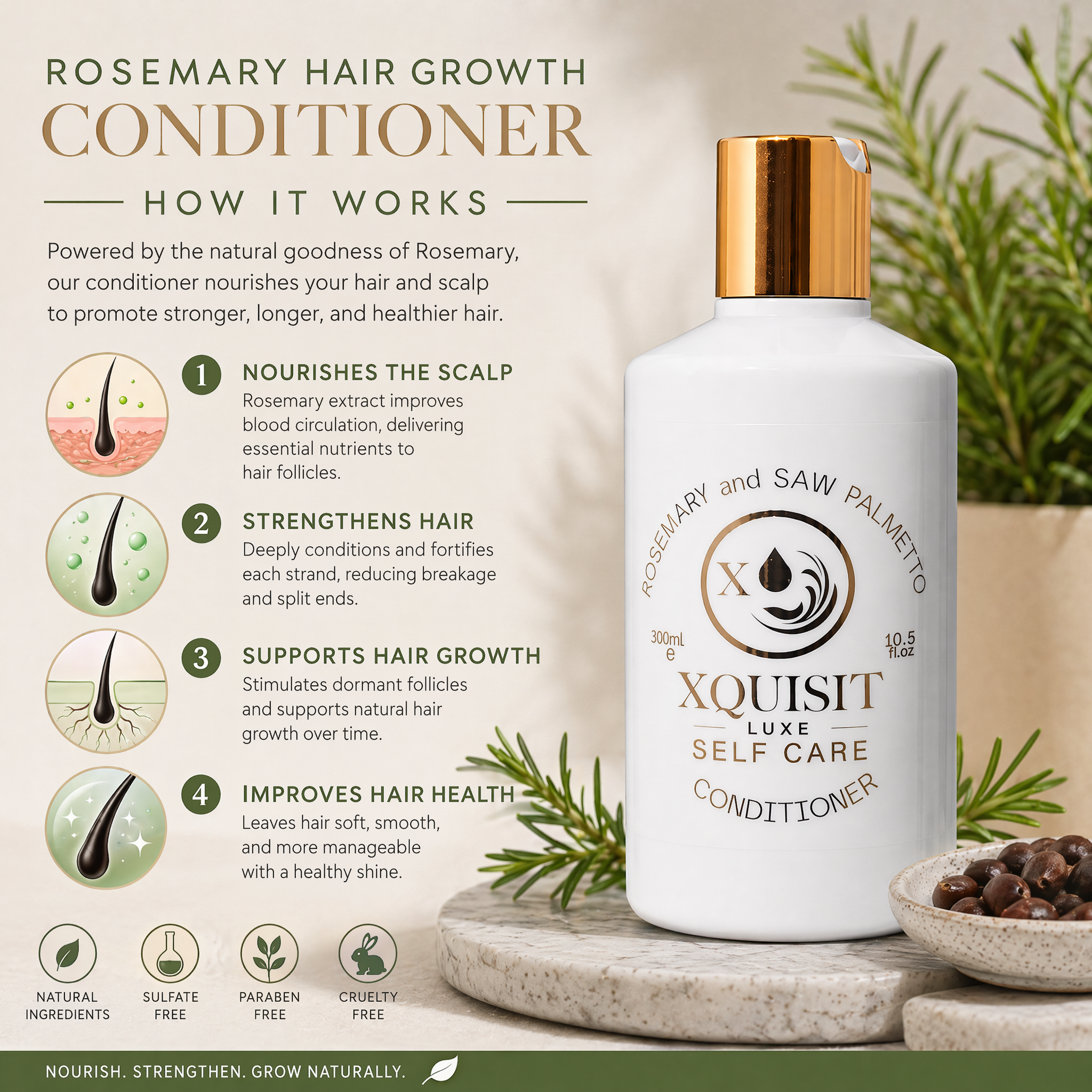 Après-shampoing à la formule de romarin pour une pousse de cheveux plus épaisse et plus saine