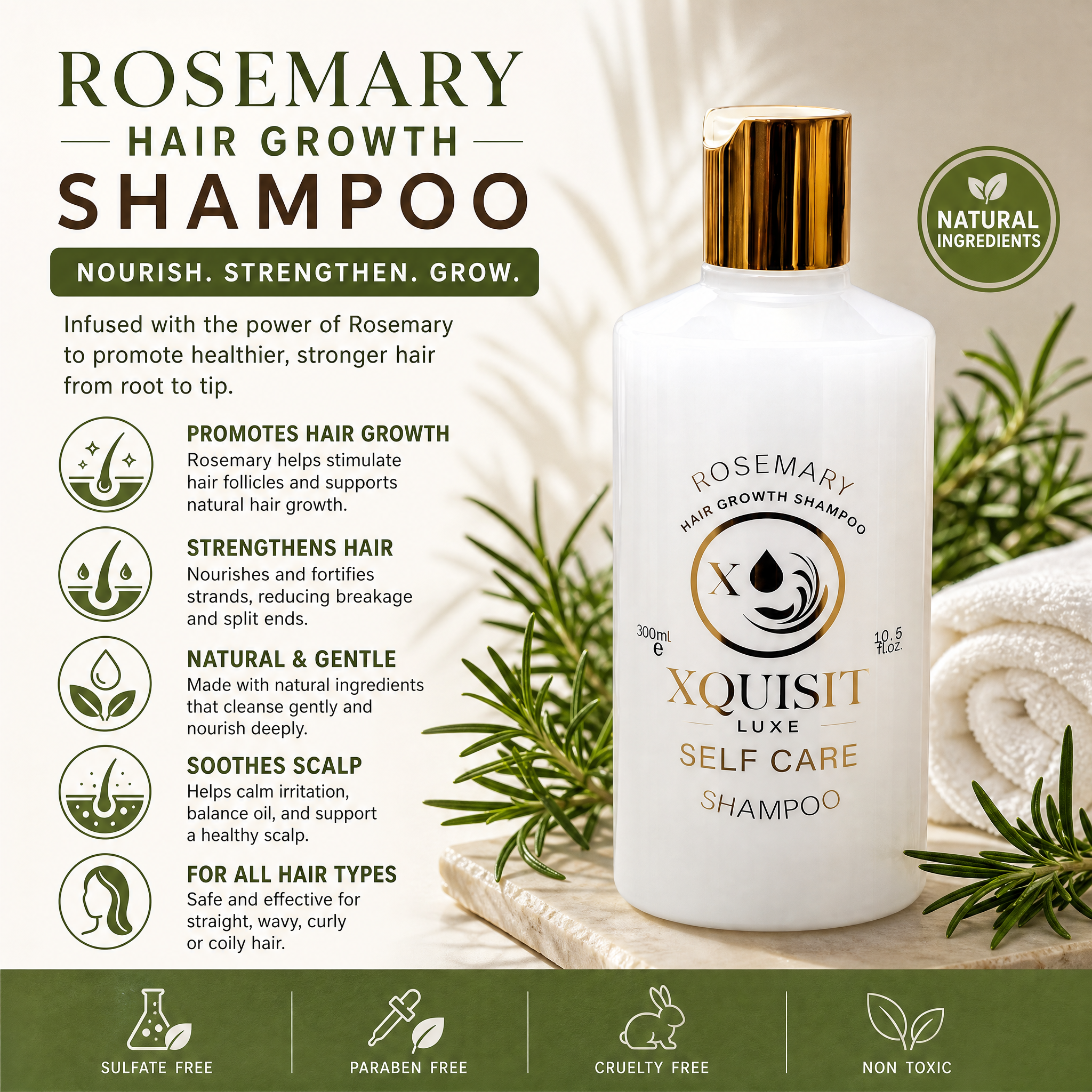 Shampoing à la formule de romarin pour des cheveux plus épais et plus sains