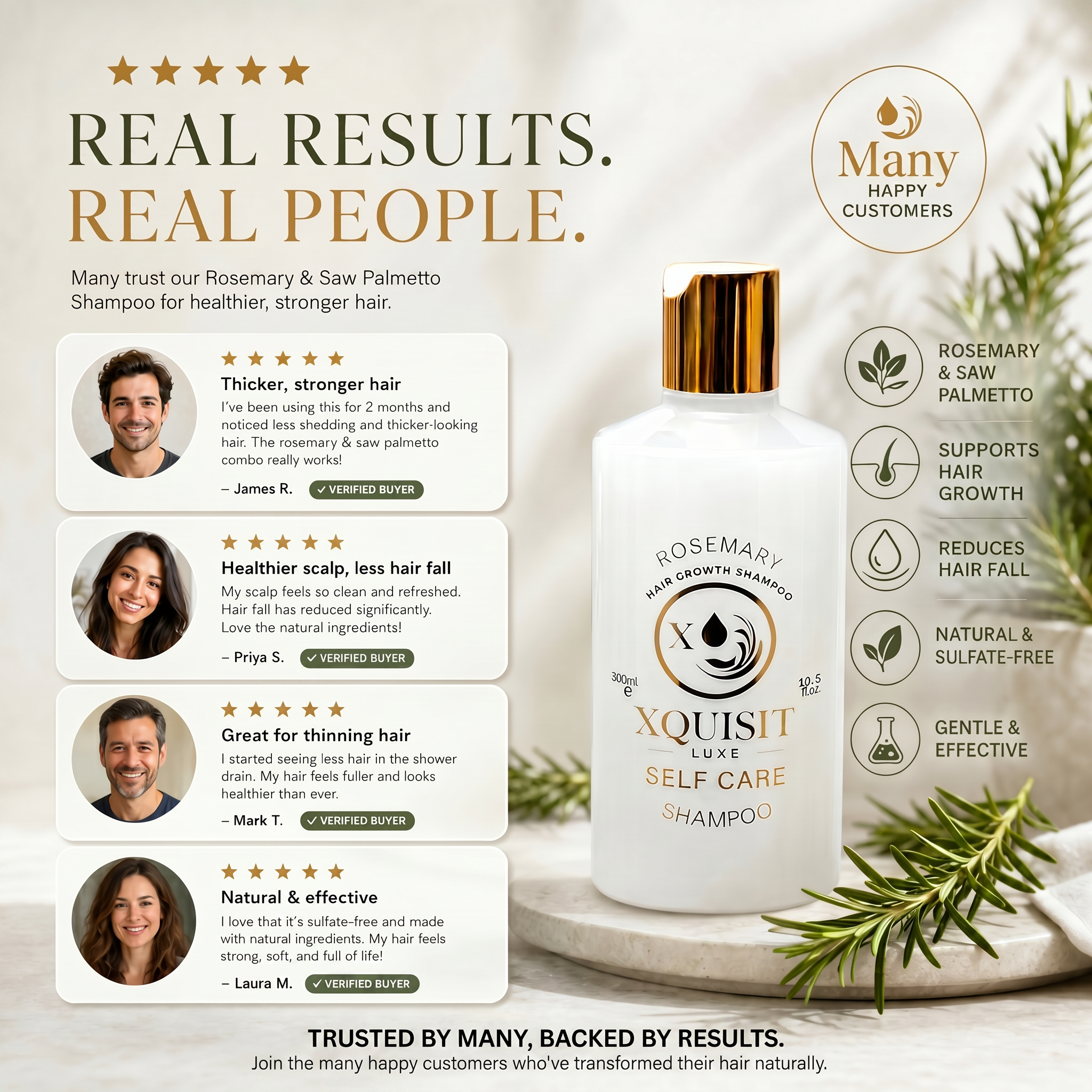 Shampoing à la formule de romarin pour des cheveux plus épais et plus sains