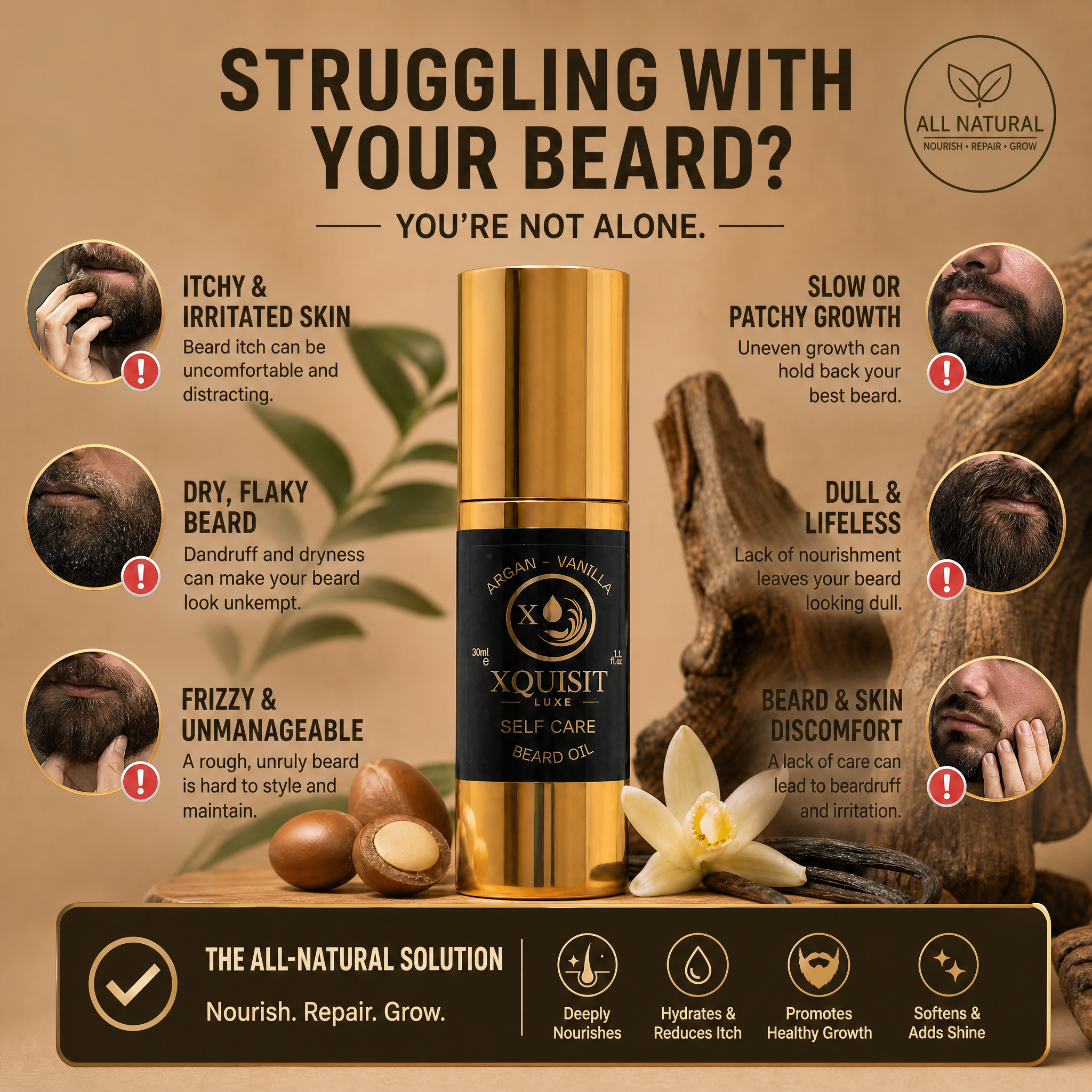 Natural Beard Oil for Men — Organic Formula