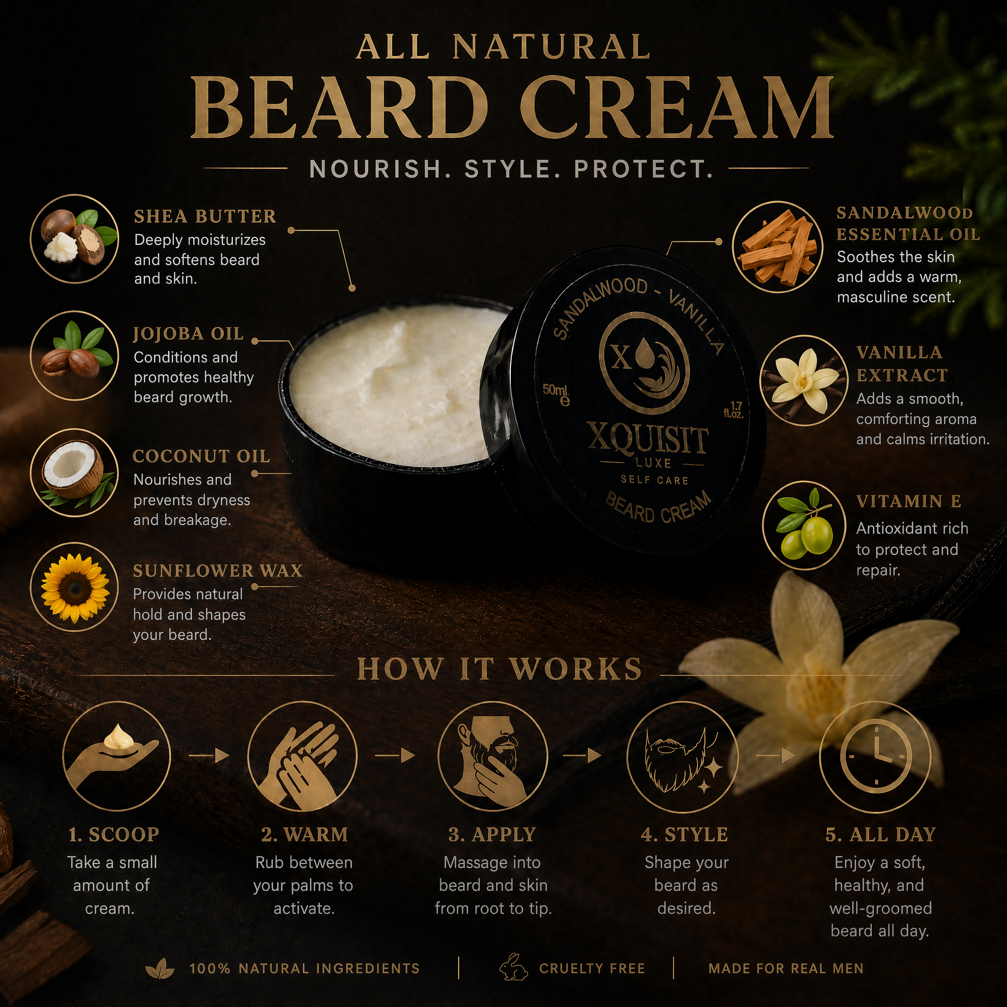 Beard Cream for Men — Nourishing & Styling Formula - Xquisit Luxe skincare & Perfume