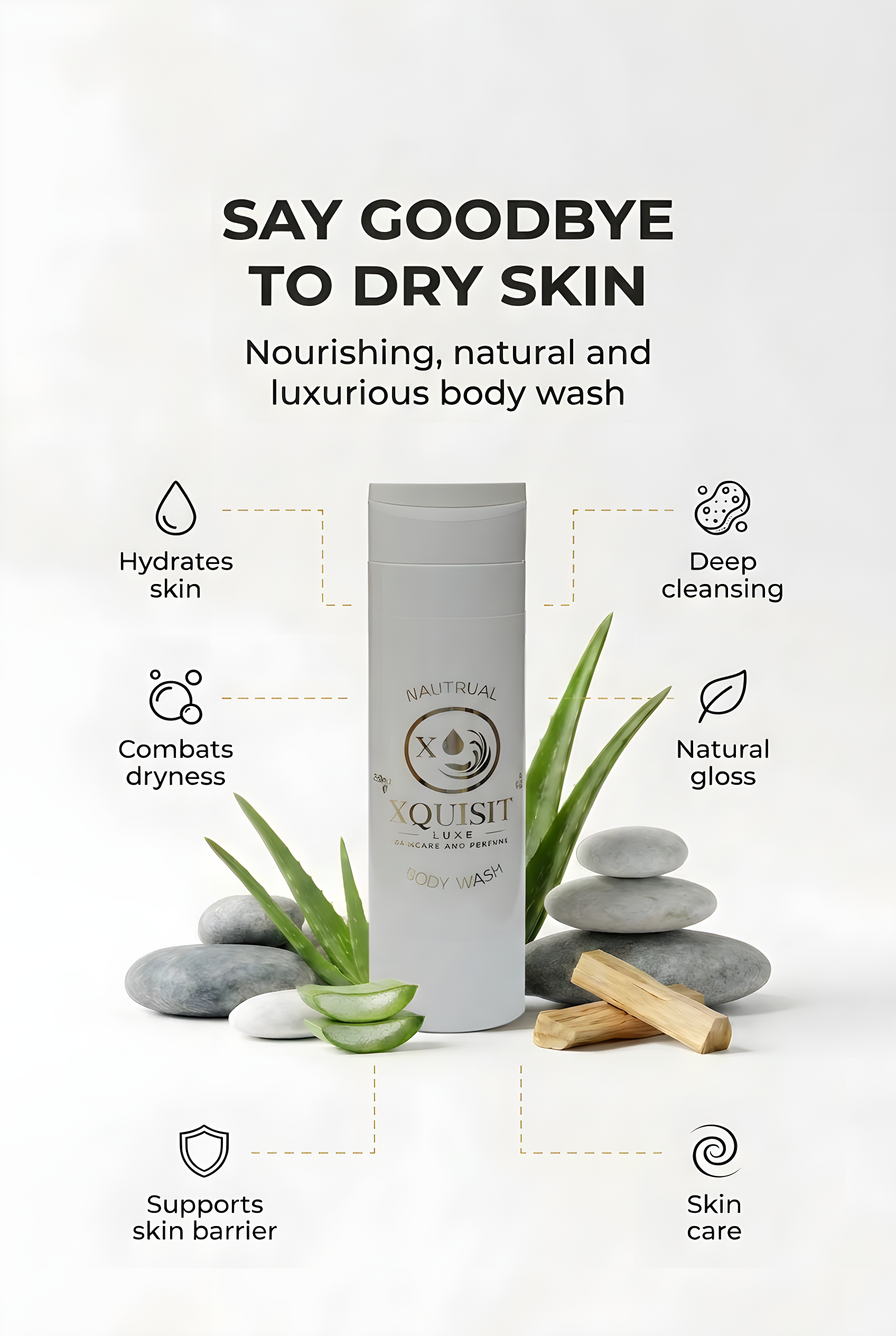 Natural Body Wash with 100% Natural Oils for Nourished Skin - Xquisit Luxe skincare & Perfume