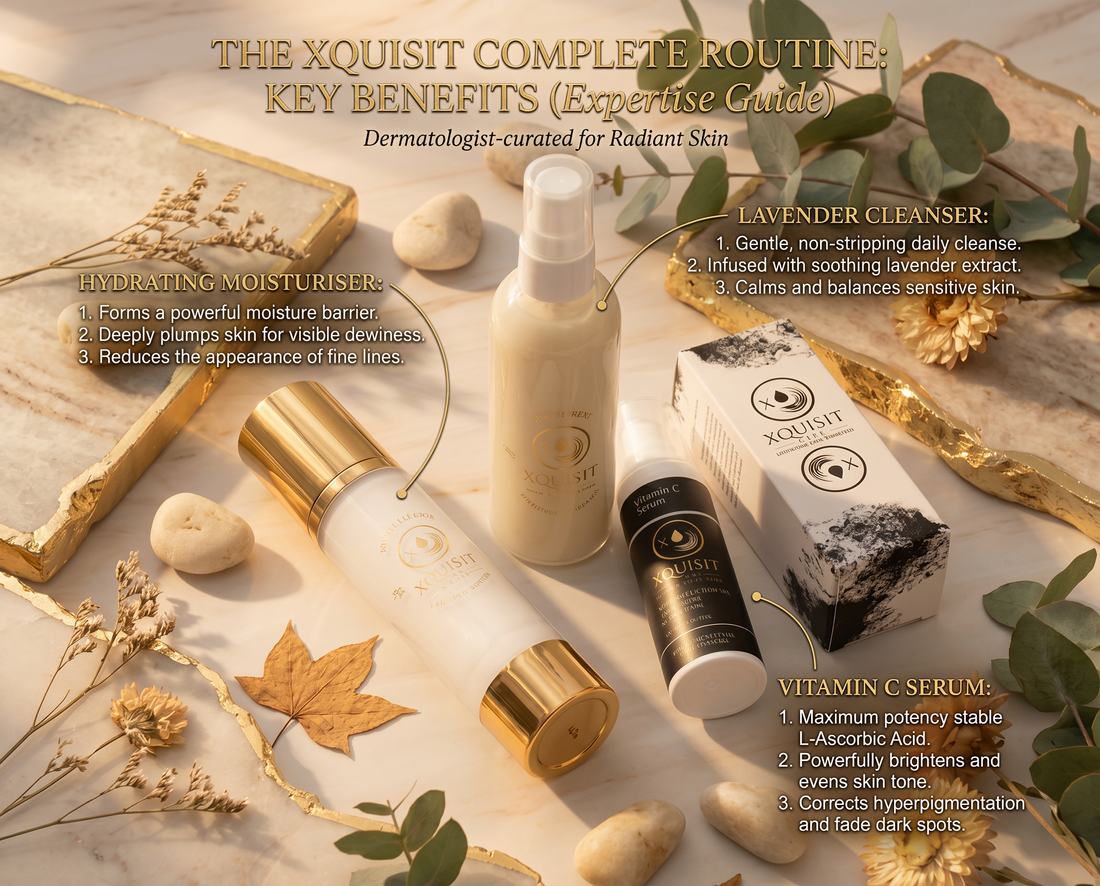 Xquisit Luxe cleanser, moisturiser and vitamin c serum
