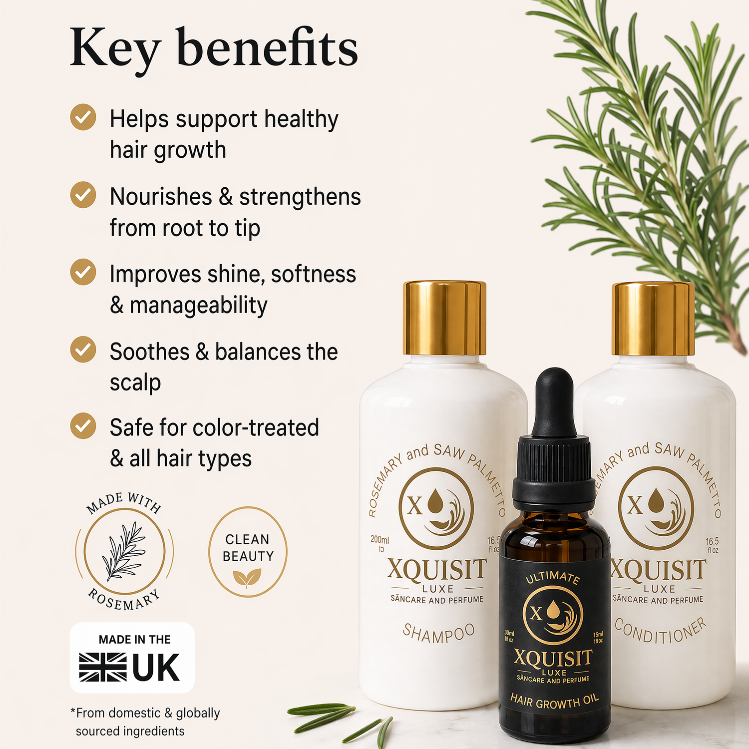Ensemble de produits pour la repousse des cheveux, pour des cheveux plus épais et plus sains
