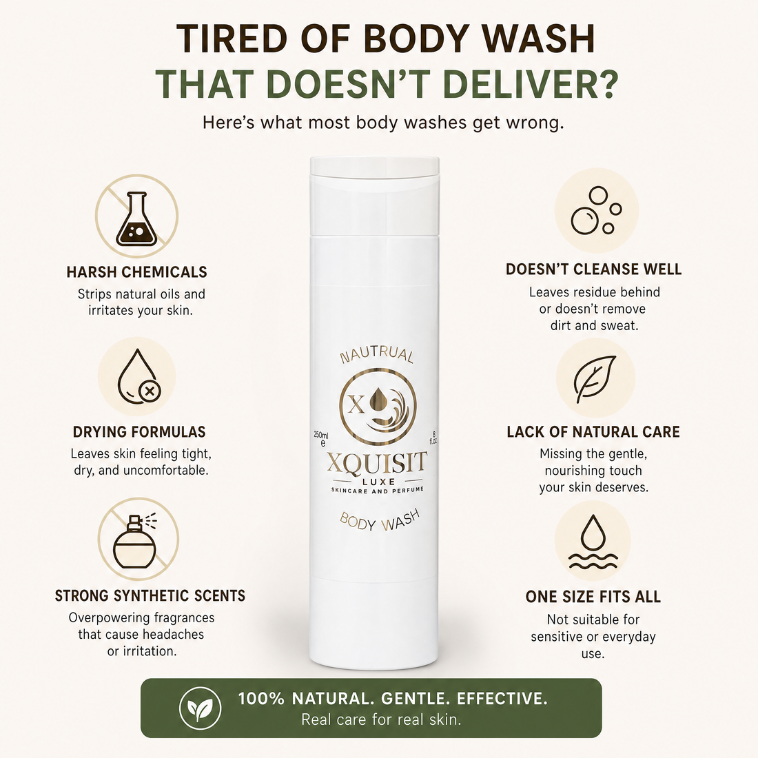 Gel douche naturel aux huiles 100 % naturelles pour une peau nourrie