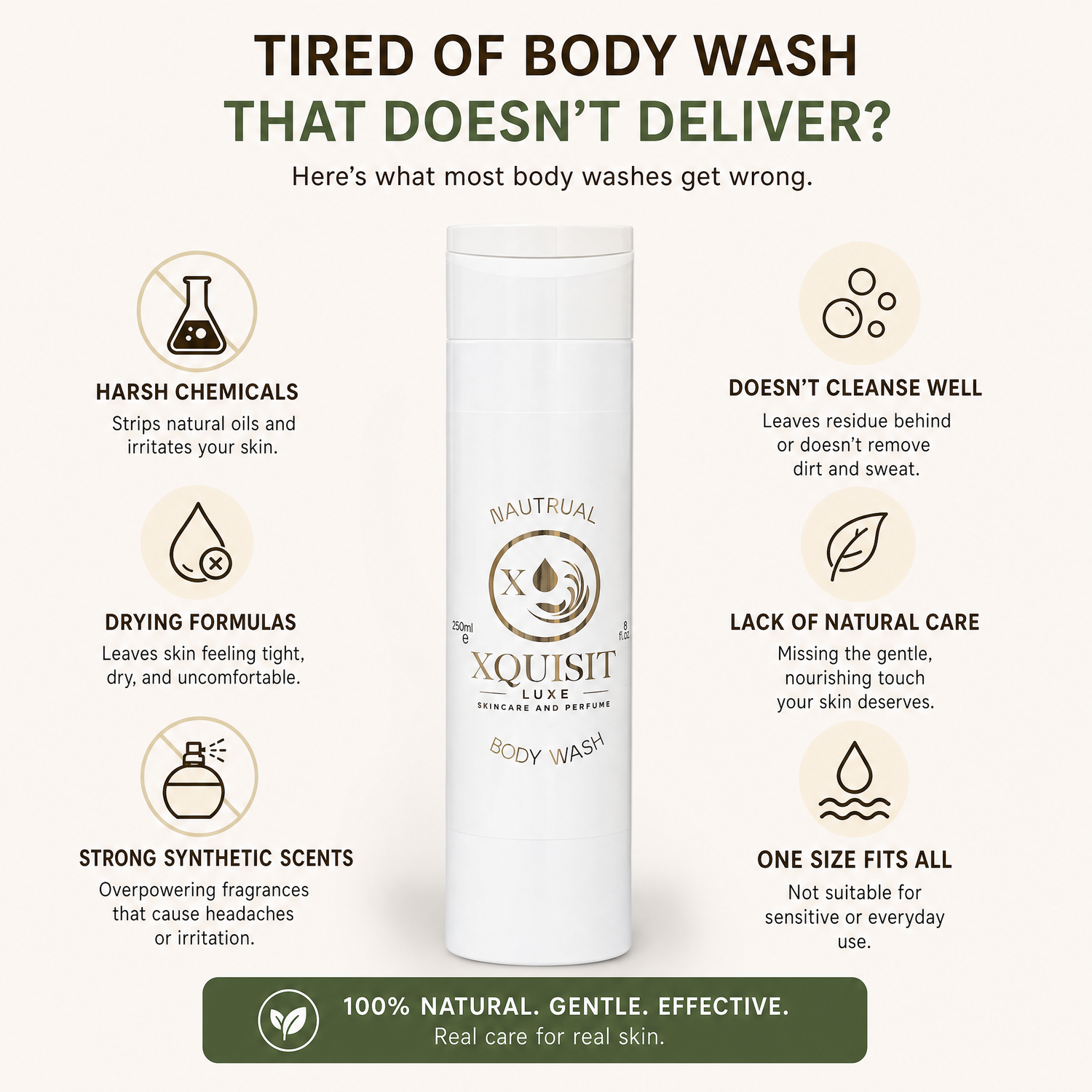 Gel douche naturel aux huiles 100 % naturelles pour une peau nourrie