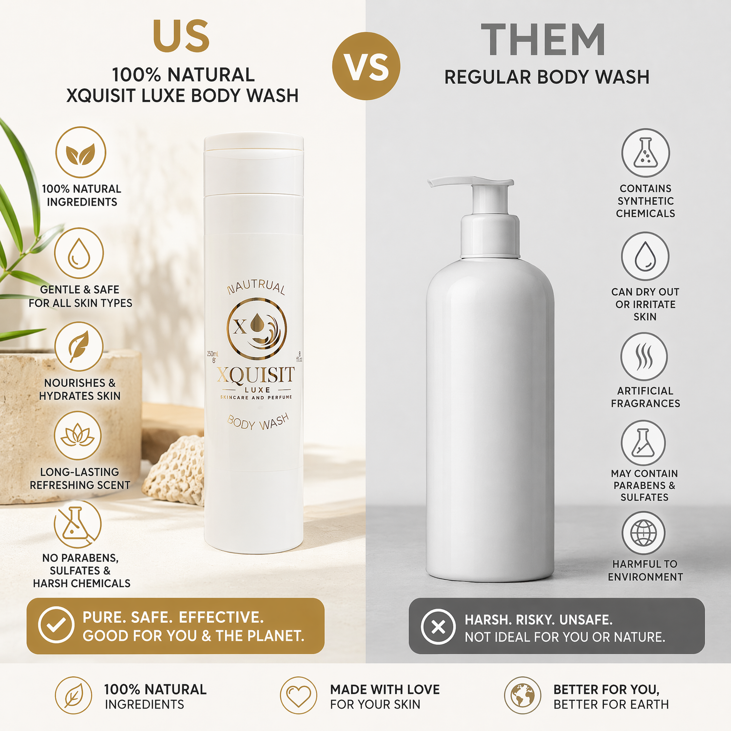 Gel douche naturel aux huiles 100 % naturelles pour une peau nourrie