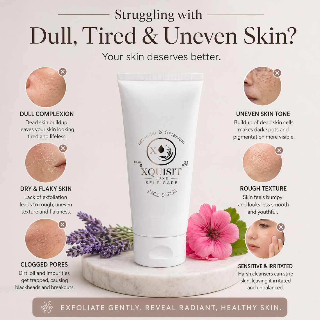 Exfoliating Scrub — Lavender &amp; Geranium for Radiant Skin