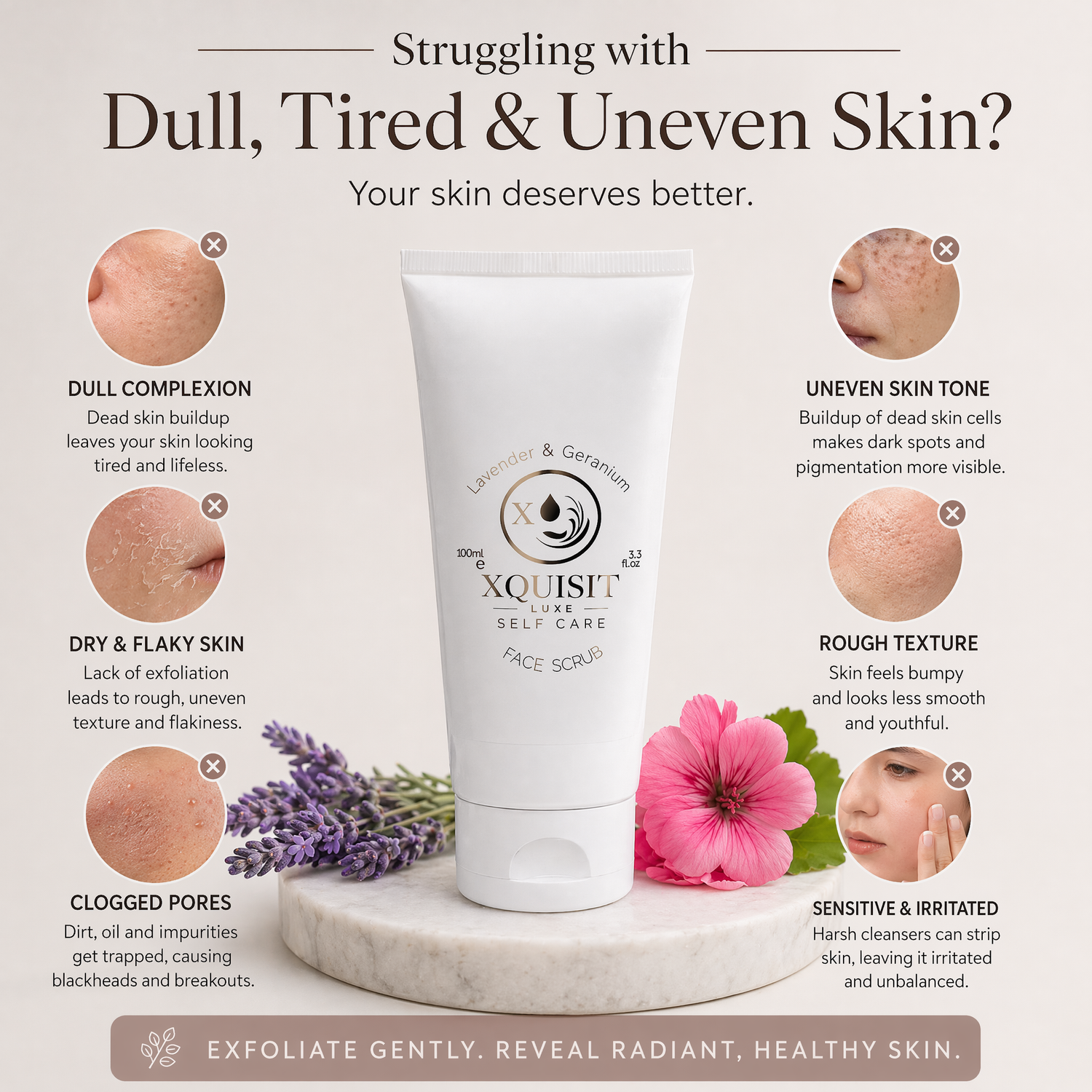 Exfoliating Scrub — Lavender &amp; Geranium for Radiant Skin