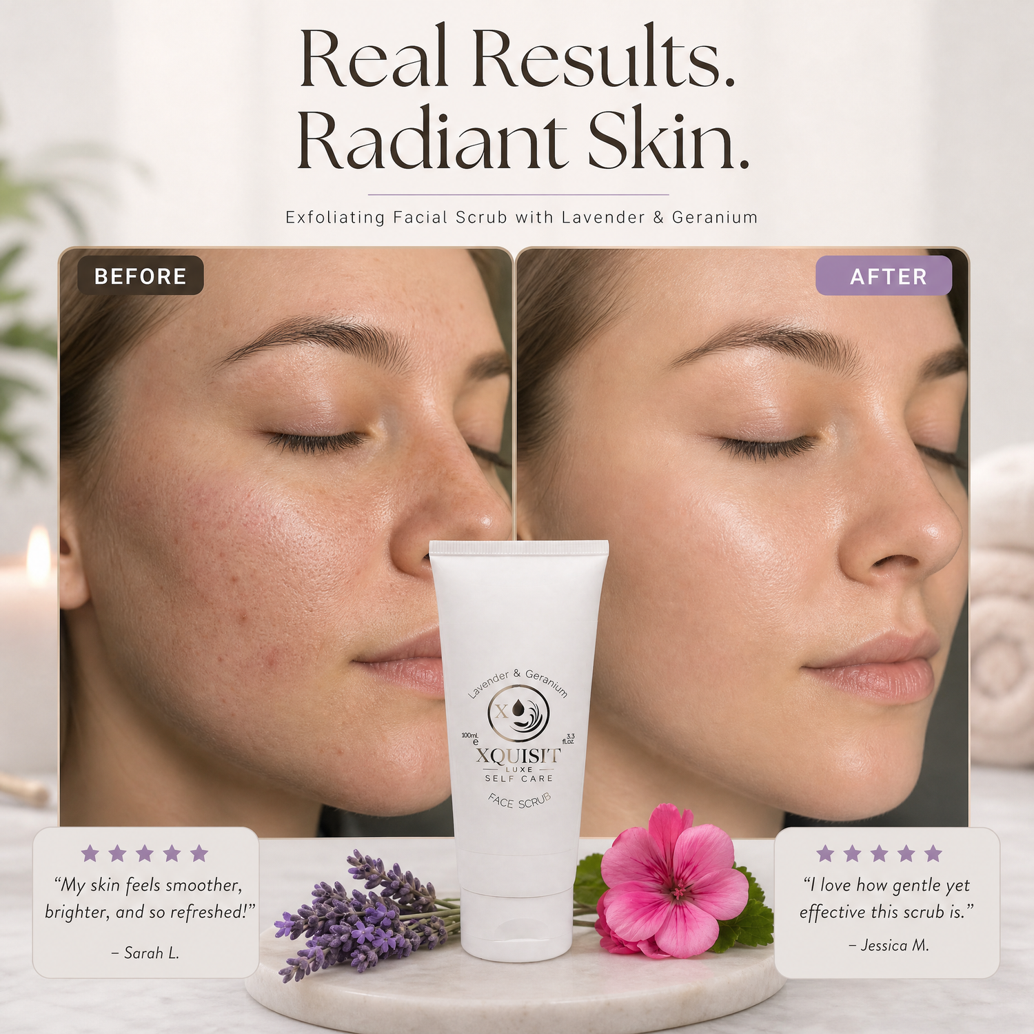 Exfoliating Scrub — Lavender &amp; Geranium for Radiant Skin