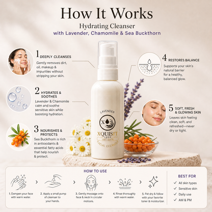 Nettoyant hydratant à la lavande, à la camomille et à l&