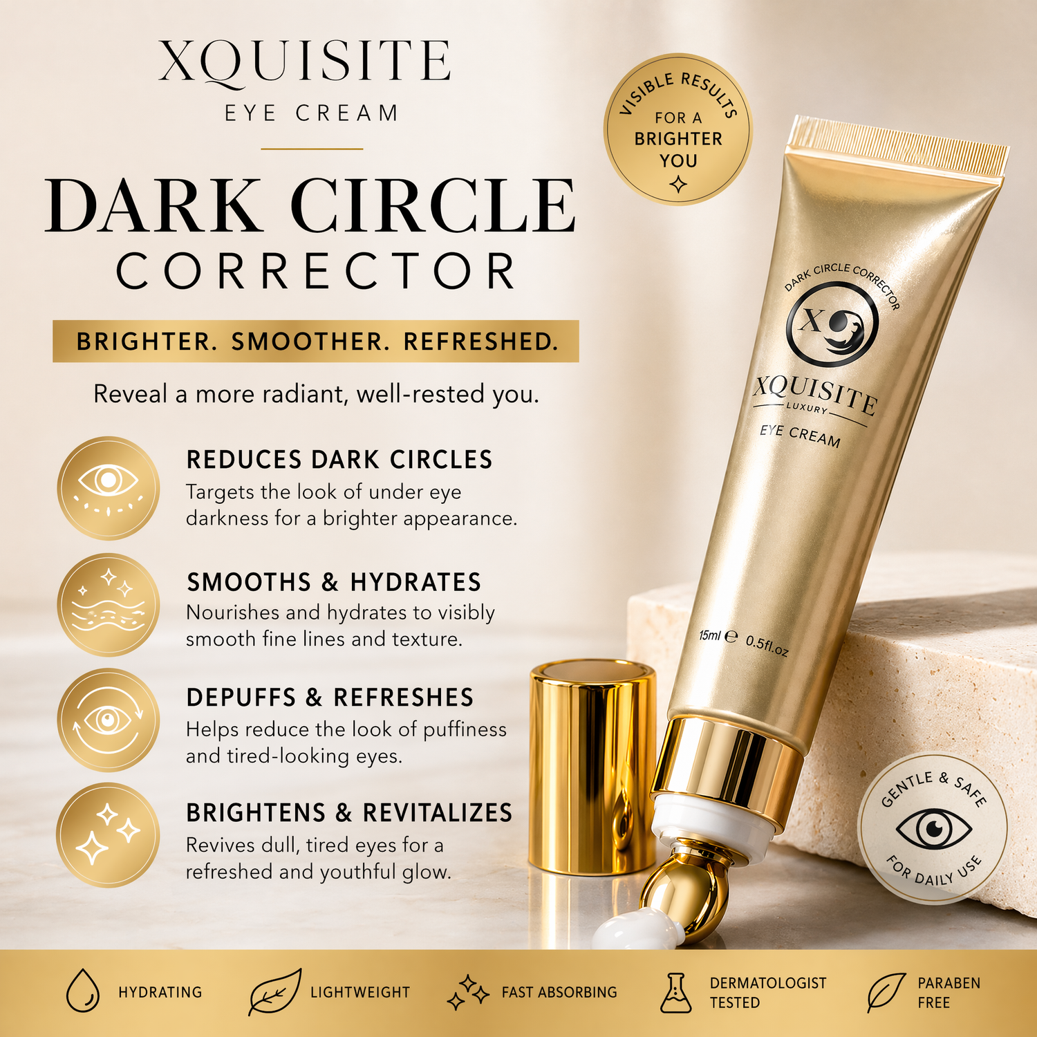 Crème Contour des Yeux Cernes pour Éclaircir et Hydrater