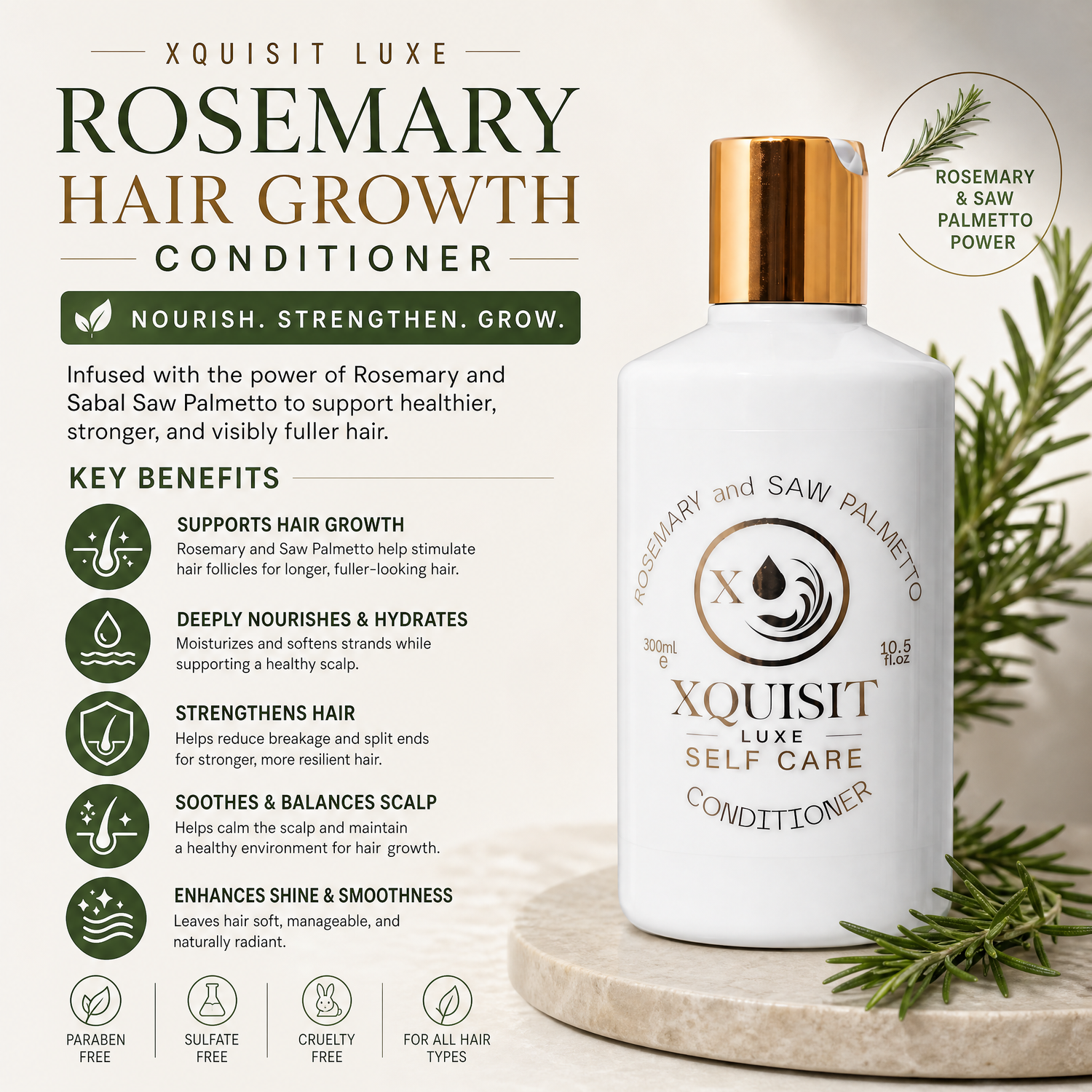 Après-shampoing à la formule de romarin pour une pousse de cheveux plus épaisse et plus saine