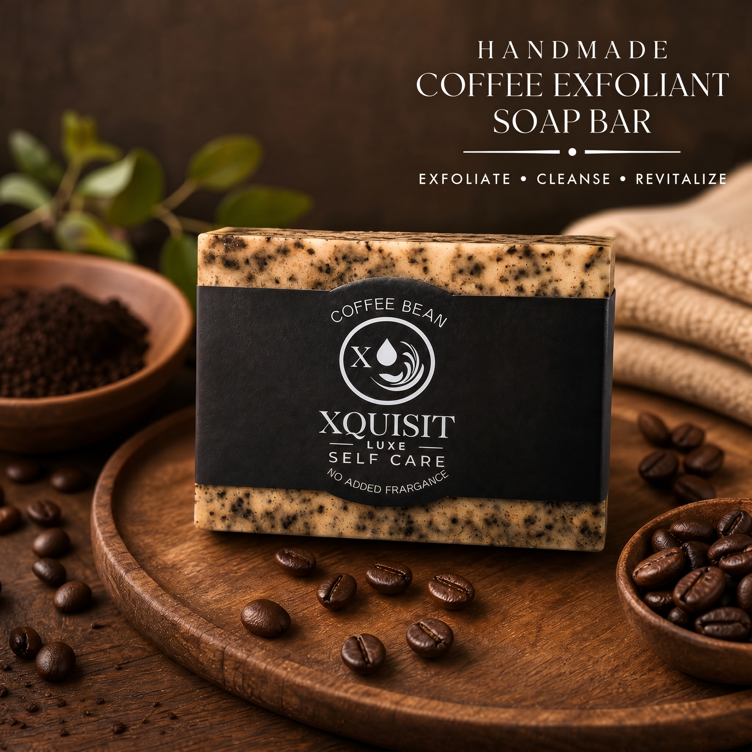 Savon exfoliant au café fait à la main - Soin naturel pour la peau