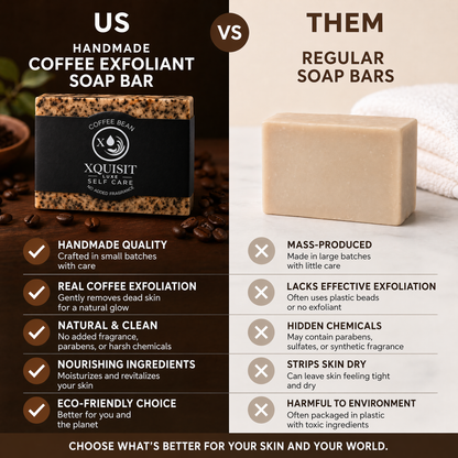Savon exfoliant au café fait à la main - Soin naturel pour la peau