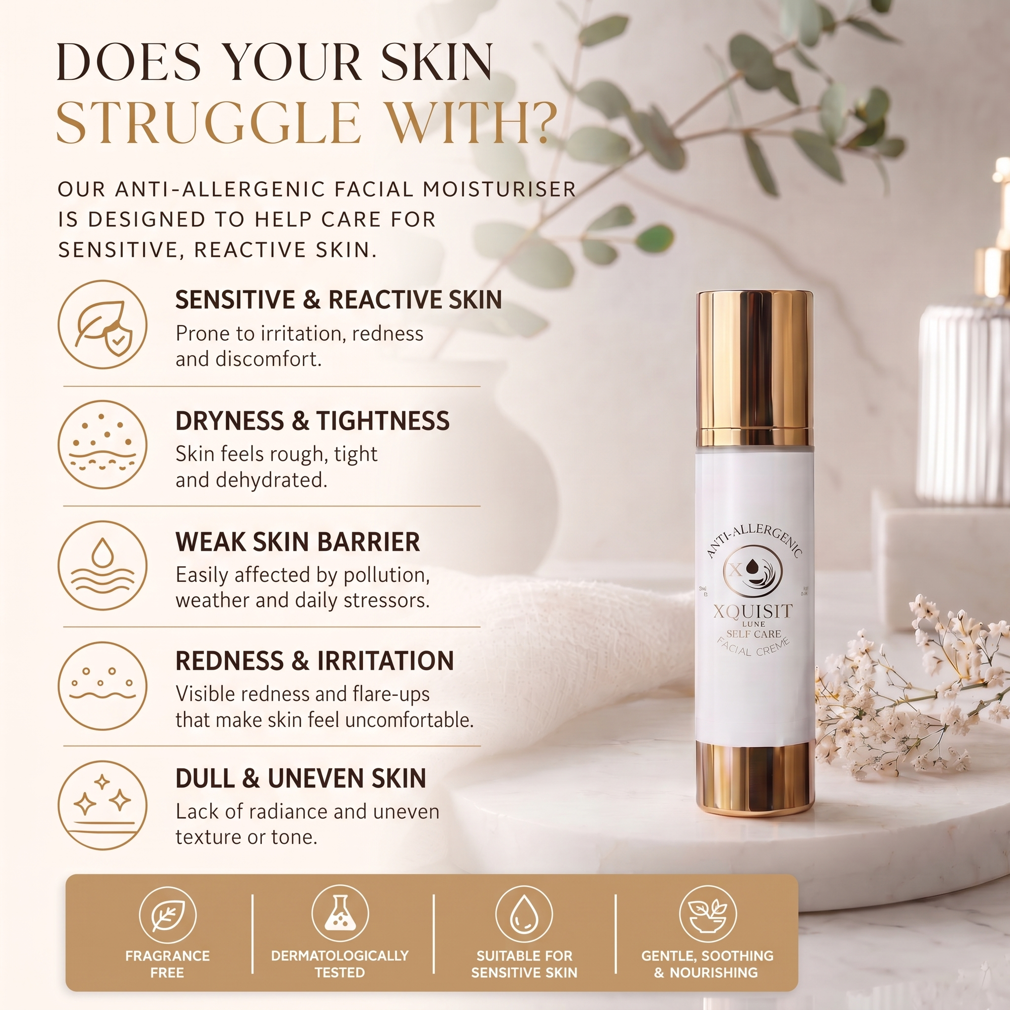 Hydratant Visage Anti-Allergique pour Peaux Sensibles