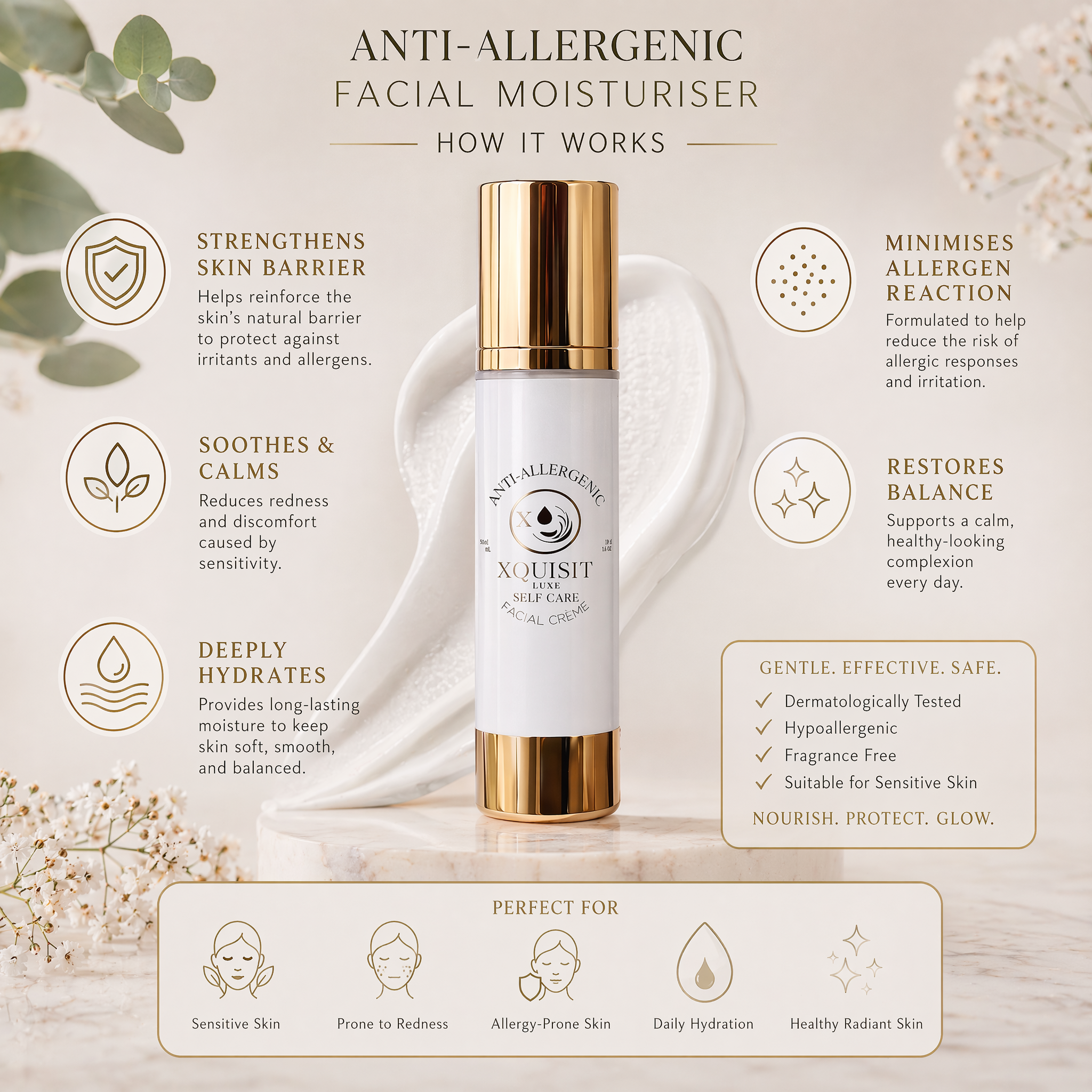 Hydratant Visage Anti-Allergique pour Peaux Sensibles