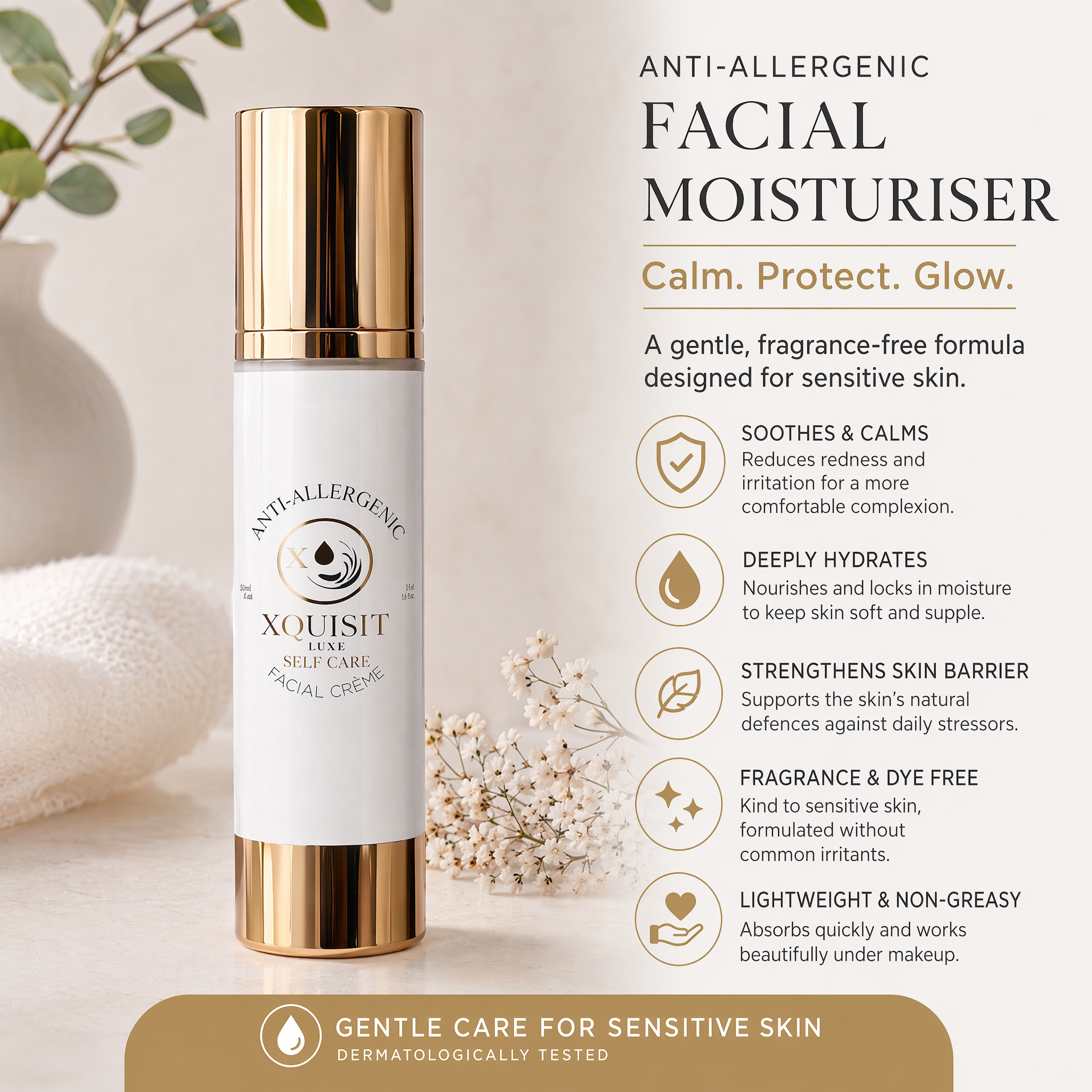 Hydratant Visage Anti-Allergique pour Peaux Sensibles