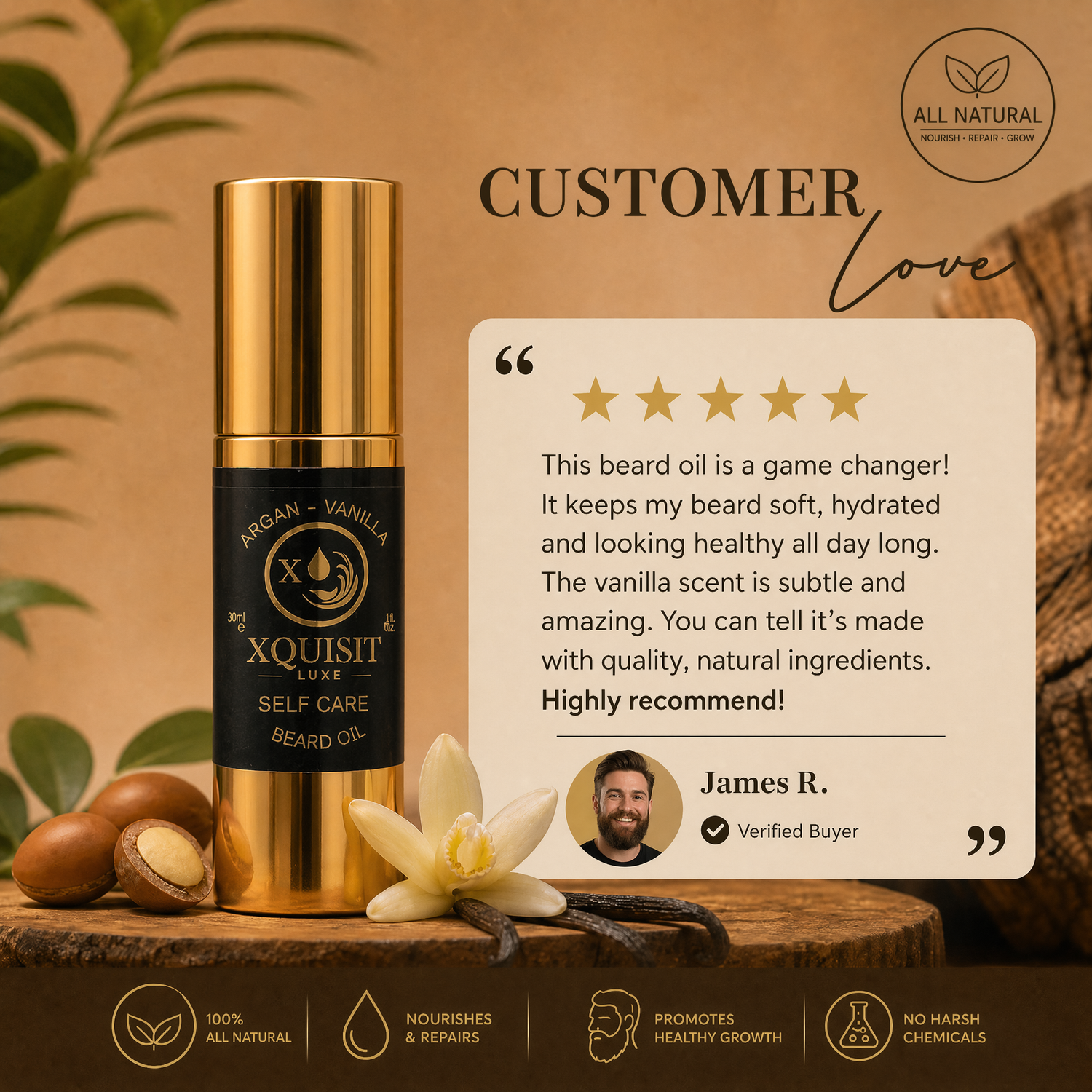 Natural Beard Oil for Men — Organic Formula