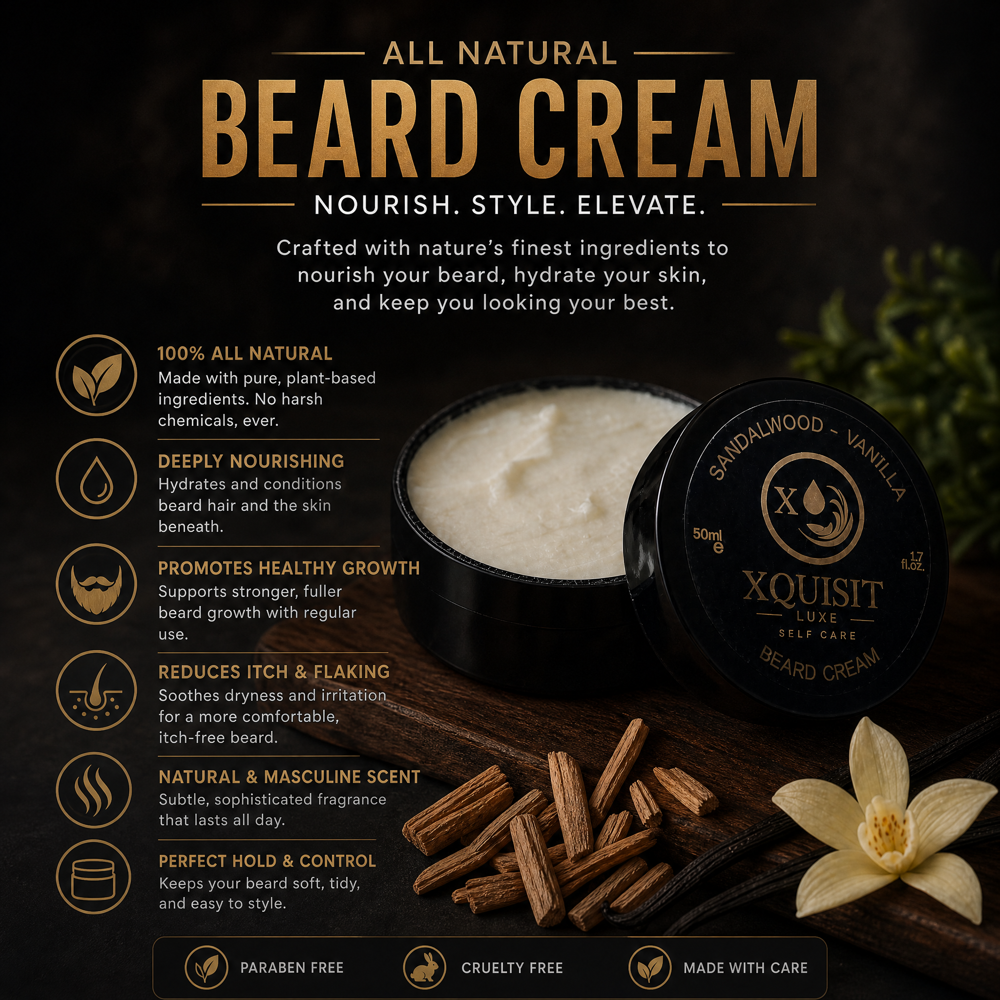 Beard Cream for Men — Nourishing &amp; Styling Formula - Xquisit Luxe skincare &amp; Perfume