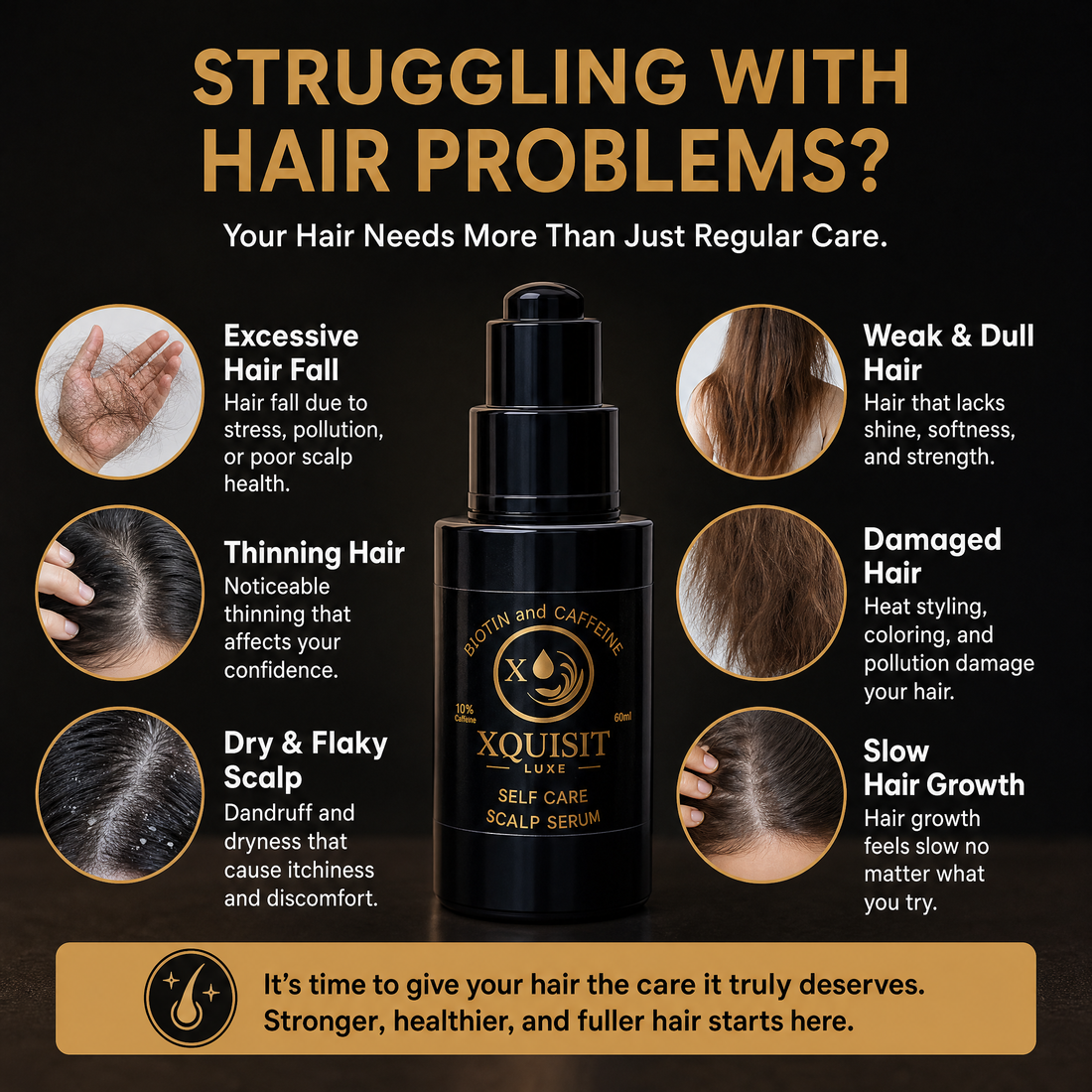 Biotin Hair Serum with Caffeine 10% — Healthy Hair Growth Xquisit Luxe