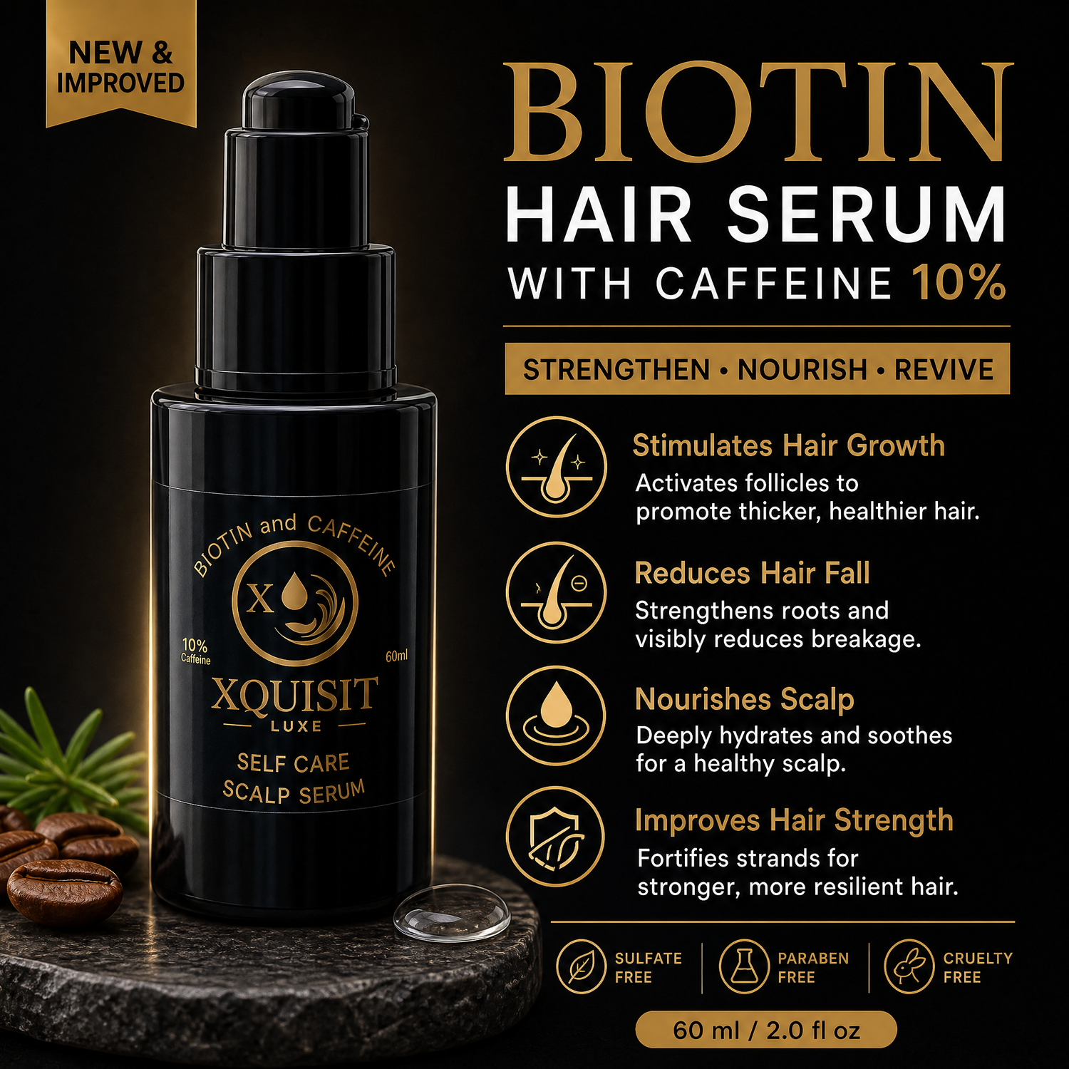 Biotin Hair Serum with Caffeine 10% — Healthy Hair Growth Xquisit Luxe