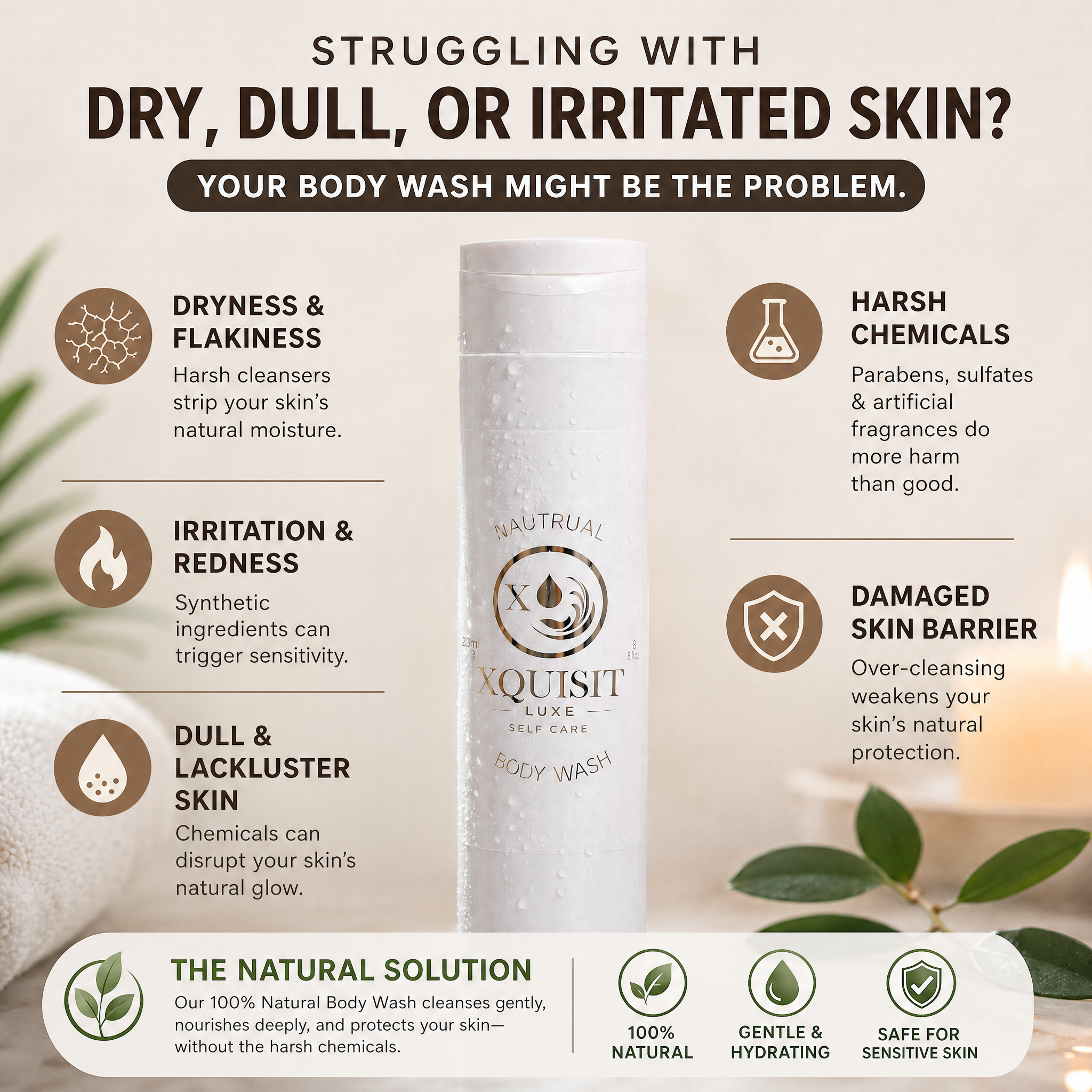 Natural Body Wash — 100% Natural Oils for Nourished Skin Xquisit Luxe
