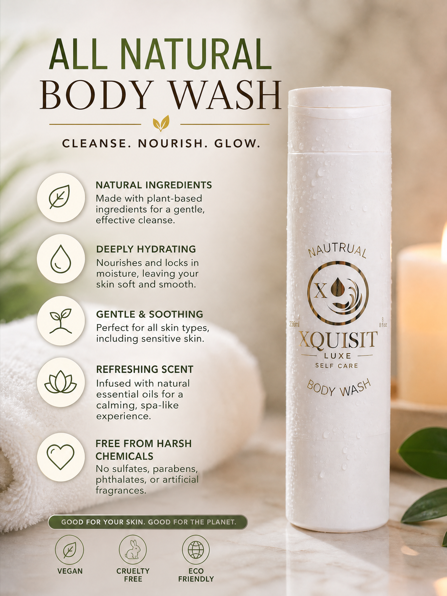 Natural Body Wash — 100% Natural Oils for Nourished Skin Xquisit Luxe