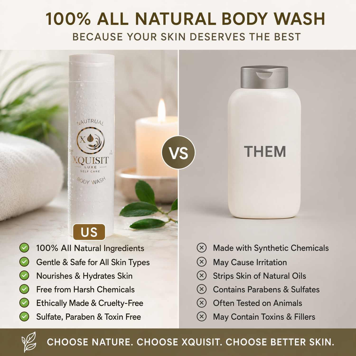 Natural Body Wash — 100% Natural Oils for Nourished Skin Xquisit Luxe