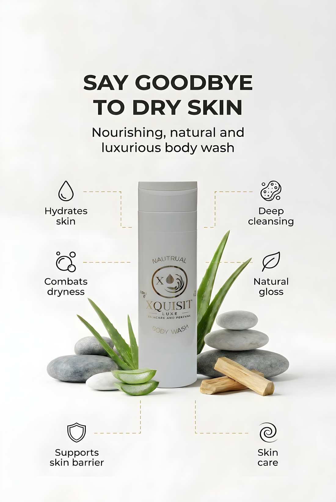 Natural Body Wash with 100% Natural Oils for Nourished Skin - Xquisit Luxe skincare &amp; Perfume