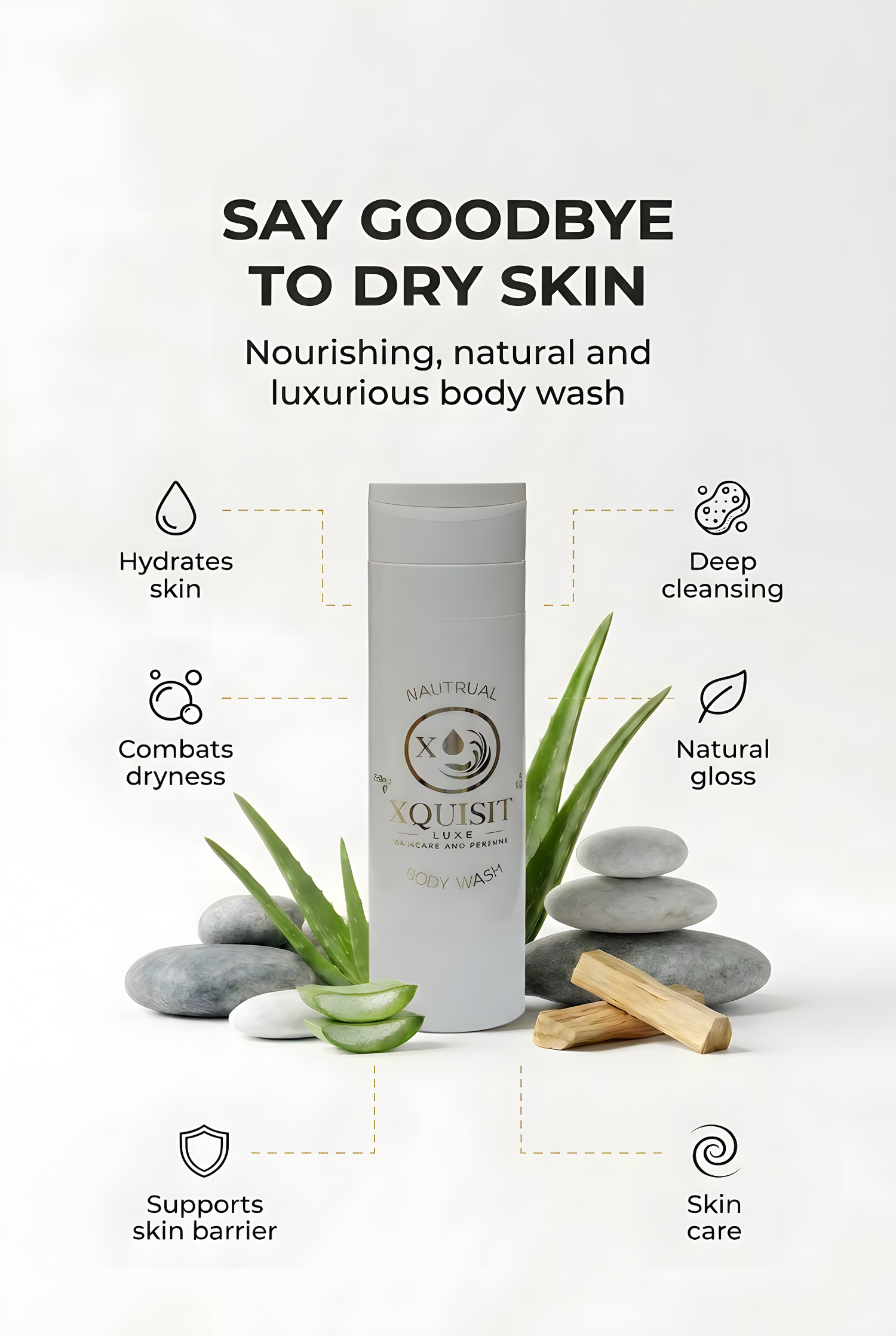 Natural Body Wash with 100% Natural Oils for Nourished Skin - Xquisit Luxe skincare &amp; Perfume