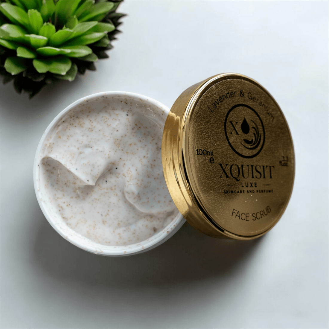 Vegan Lavender &amp; Geranium Balancing Facial Scrub - Xquisit Luxe skincare &amp; Perfume